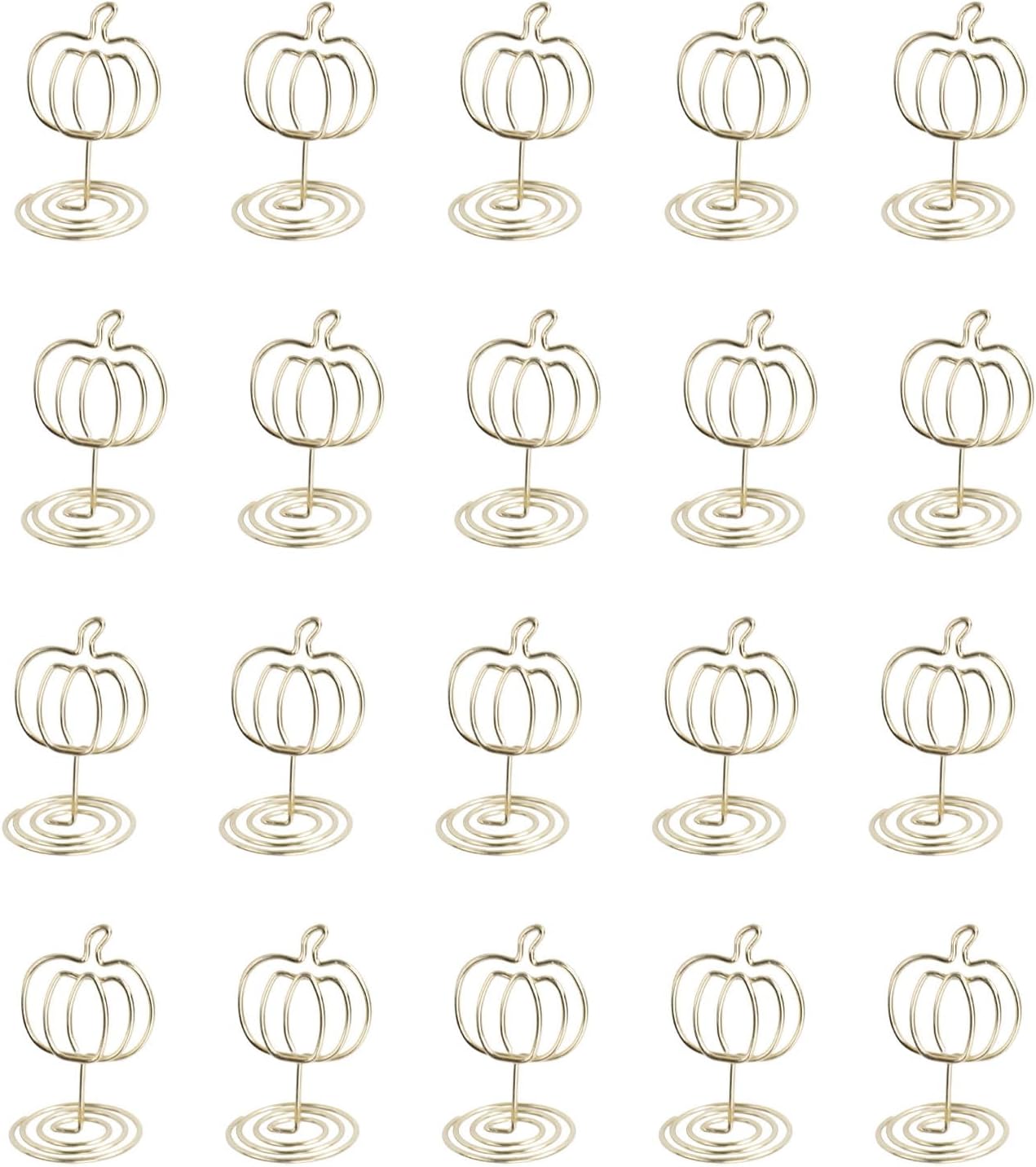 20 Pieces Pumpkin Shape Photo Frame, Number Holders for Banquet Tables Display Stands Decorative Place Cards for Weddings Autumn Harvest Party Supplies (Gold)