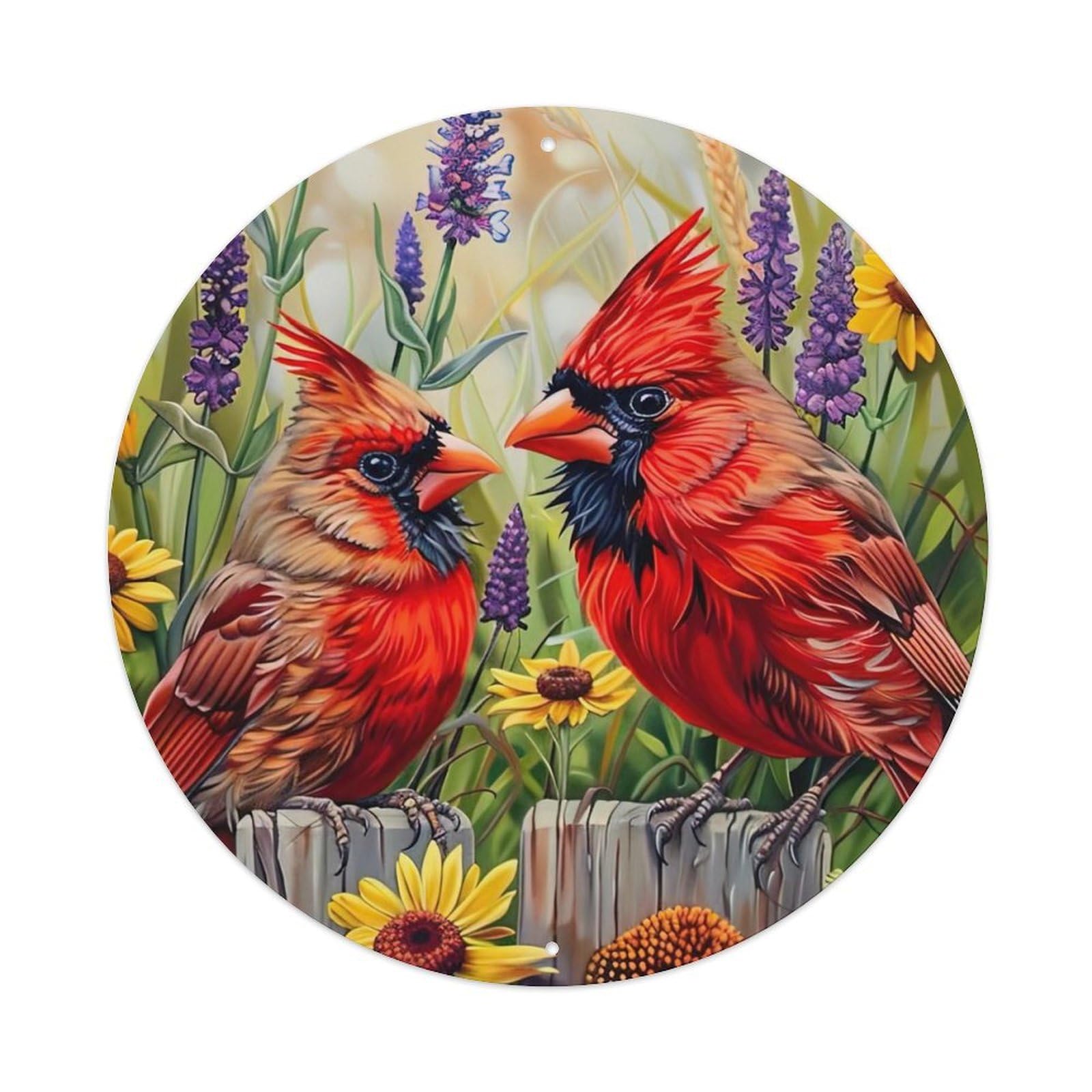 Animal Artwork Two Red Birds Metal Tin Sign