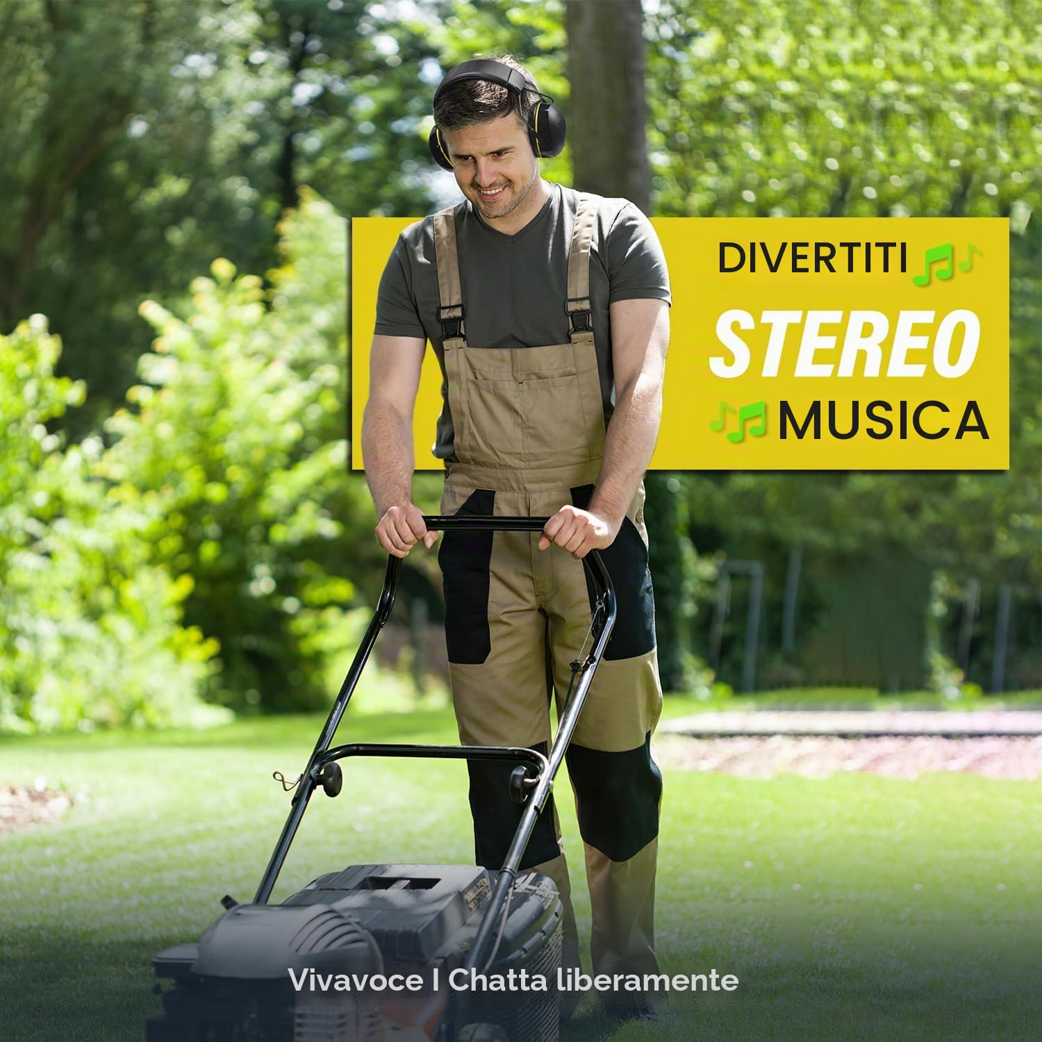 Cuffie Antirumore Bluetooth 5.4, autonomia di 120 ore, altoparlante hi-fi/microfono integrato, 30 dB SNR, paraorecchie di sicurezza ideale per la falciatura, la lavorazione del legno
