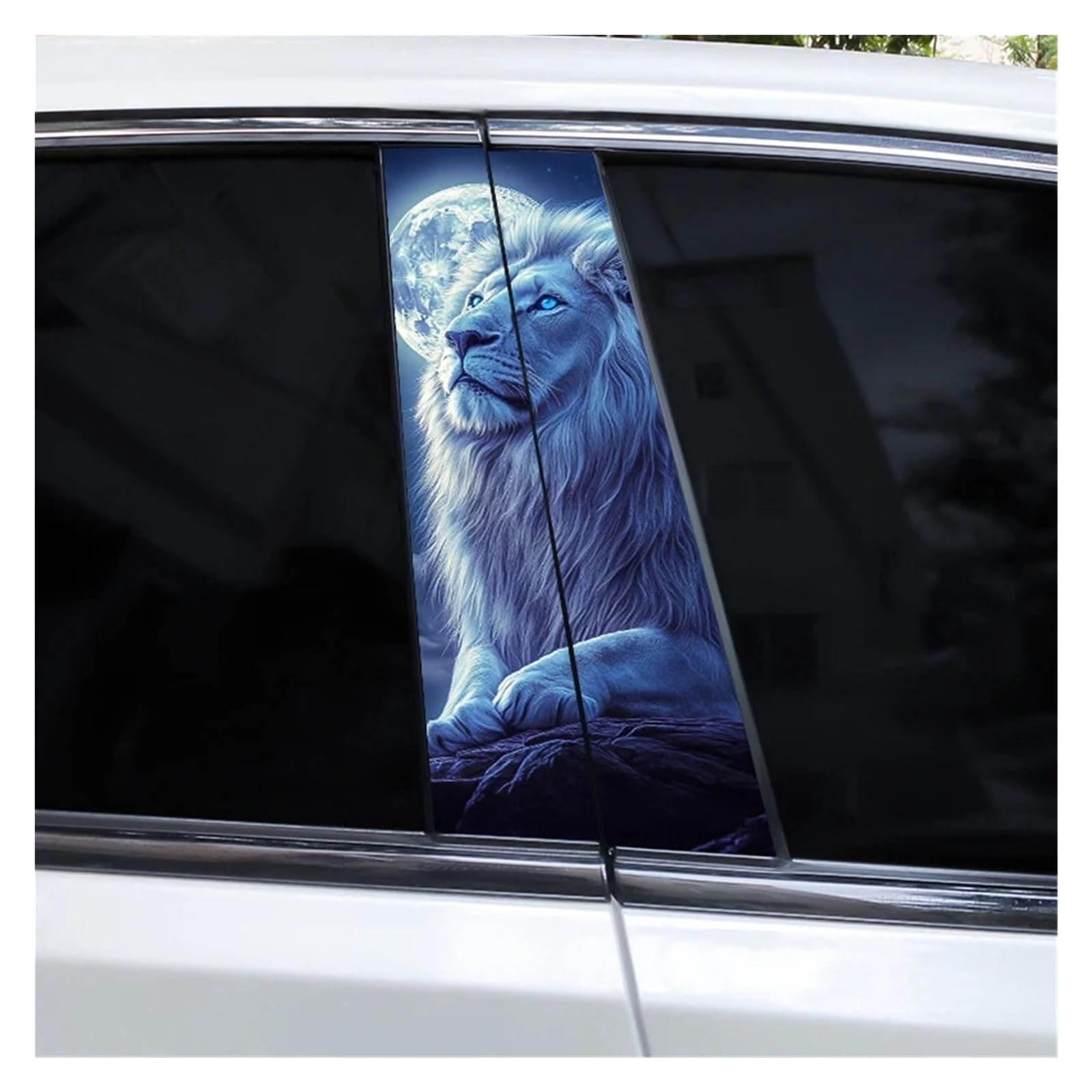 Car Side Decals 2pcs Lion Tiger Flame Animal Car Center Pillar Stickers Sunscreen and Waterproof B-Pillar Decal(Style A)