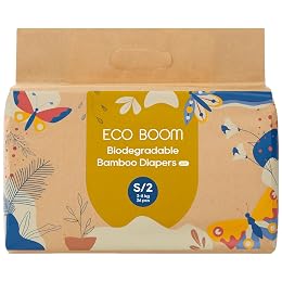 ECO BOOM Bamboo Viscose Baby Diapers, Size 2, 36 Count, Soft & Absorbent Disposable Diapers for Sensitive Skin, Breathable Leak Protection, Eco-Friendly Paper Packaging