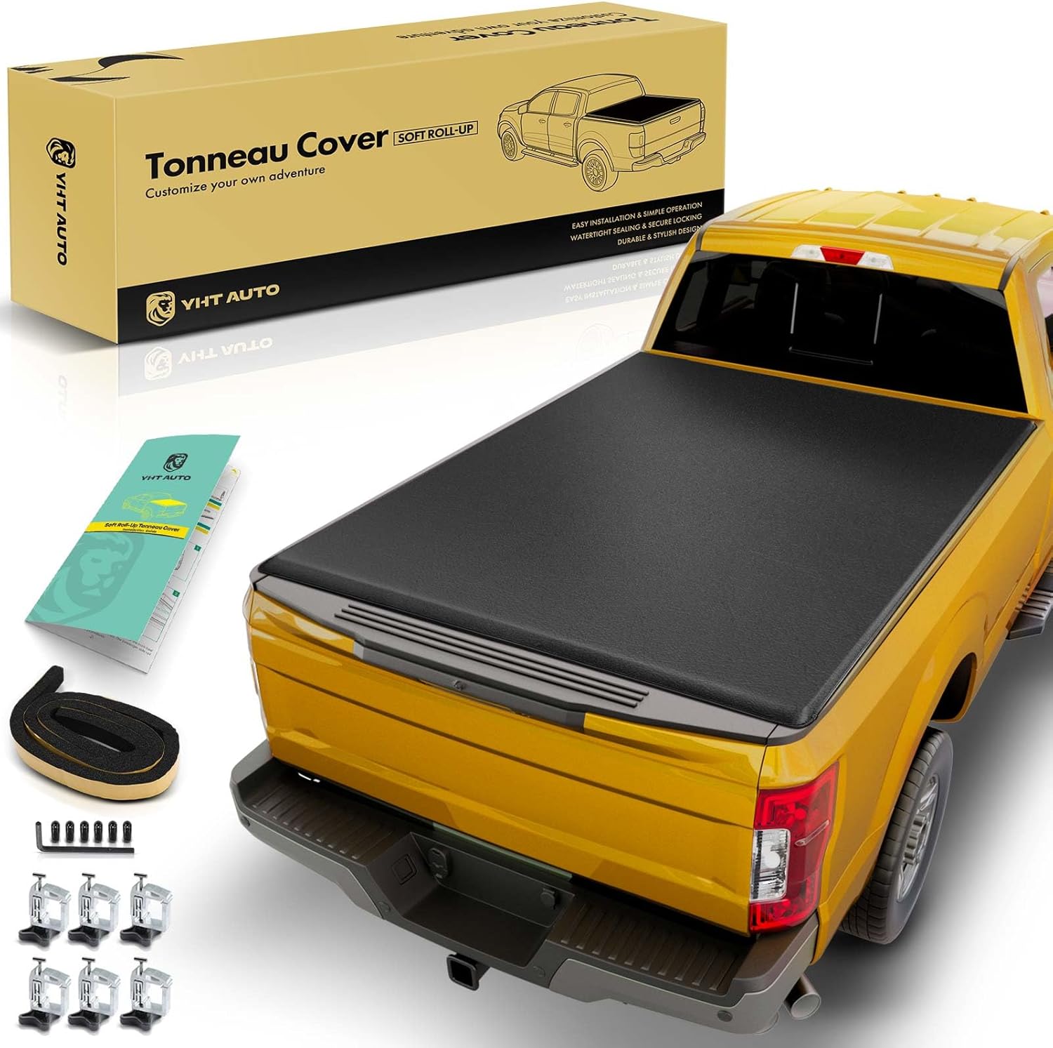 YHTAUTO Soft Roll-Up Tonneau Cover Truck Bed for 2022 2023 2024 2025 2026 Ford Maverick 4.5 FT Bed (54.4") | Auto Locking System | All Weather Protection