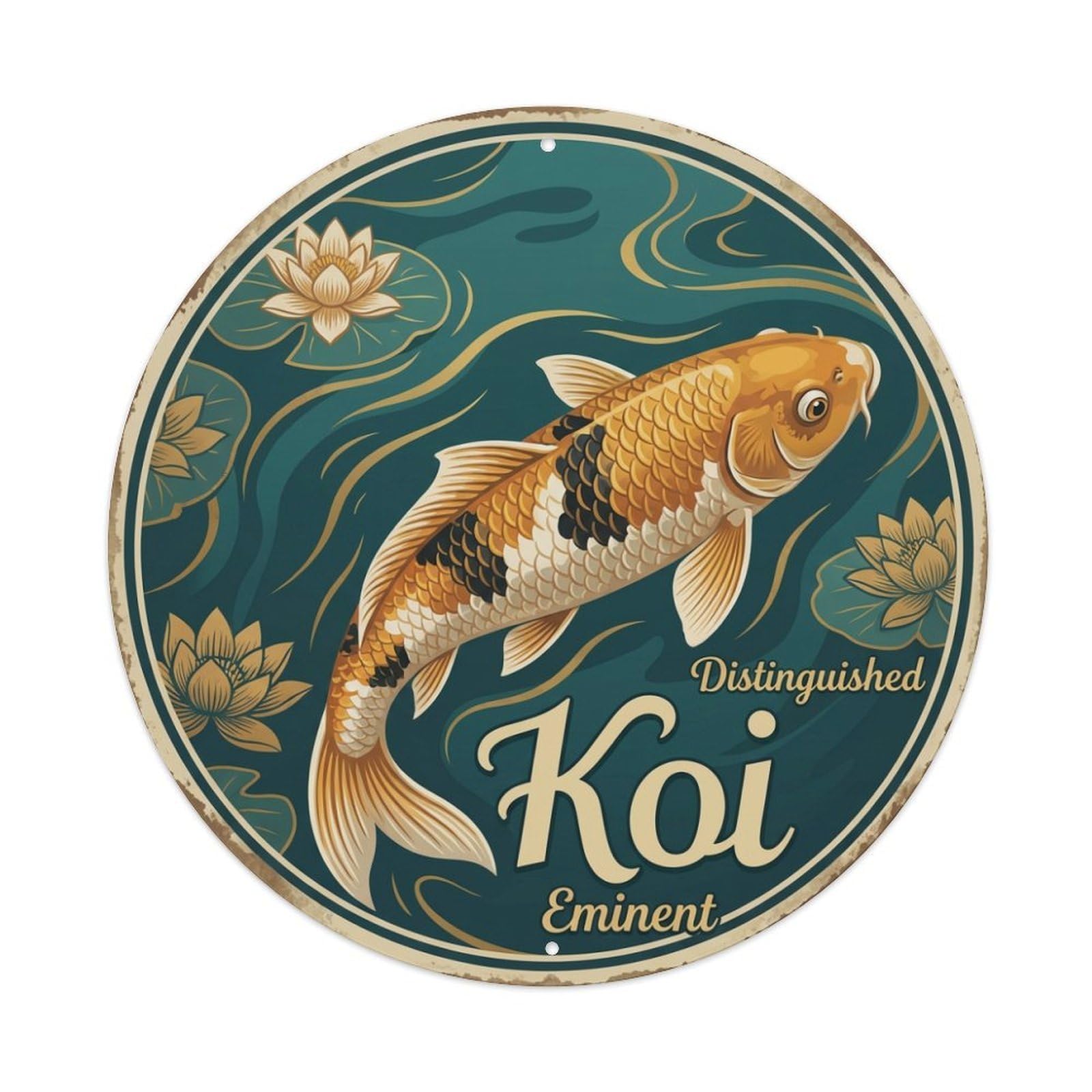 Fyrn Style Metal Tin Sign Koi Fish Eminent Grand Japan Retro Wall Art