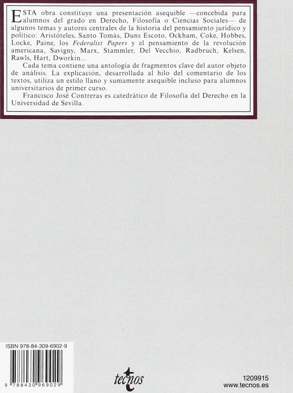 La Filosofía del Derecho en la Historia (Derecho - Biblioteca Universitaria de Editorial Tecnos)