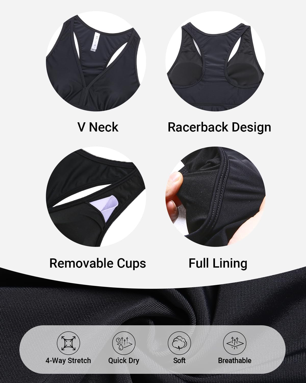 Women's Racerback Swim Tops - Flowy Bathing Suit Top Modest Swimsuit No Bottom - Image 5