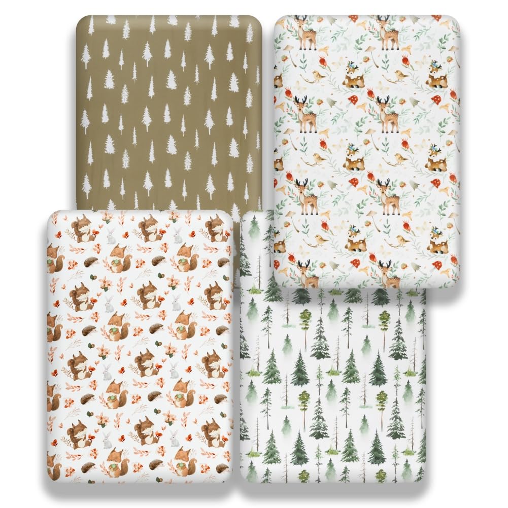Lenzuolo per culla con animali del bosco, set per bambini piccoli, biancheria da letto per bambini della foresta, lettino per bambini - Italia