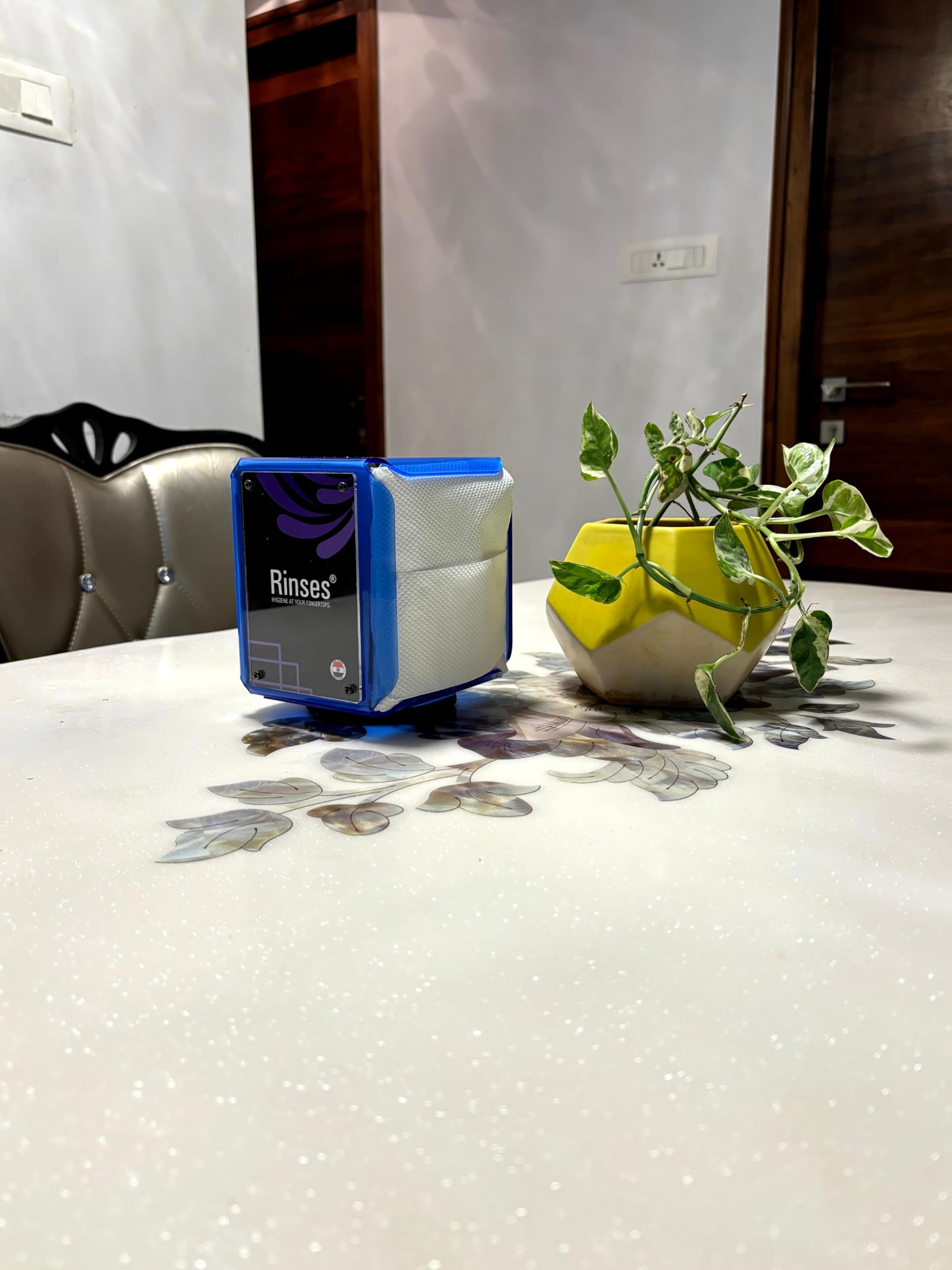Rinses Rotating Table Top Dispenser Box & 2 Tissue Pack Combo | Napkin Holder | Acrylic Rotating Tissue Paper/Towel Holder for Dining Table, Kitchen, Restaurant Hotel, Office, Home (Color-White) 4