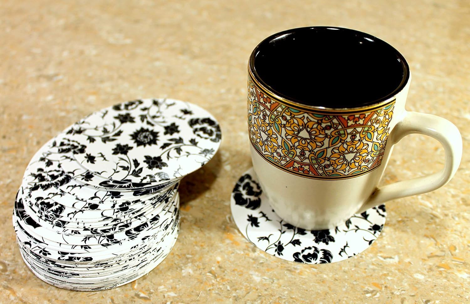 esplanade Disposable Printed Paper Coasters (Set of 100) - Use and Throw Reversible Paper Coasters-Perfect for Bar, Hotel, Restaurant Purpose & Parties.