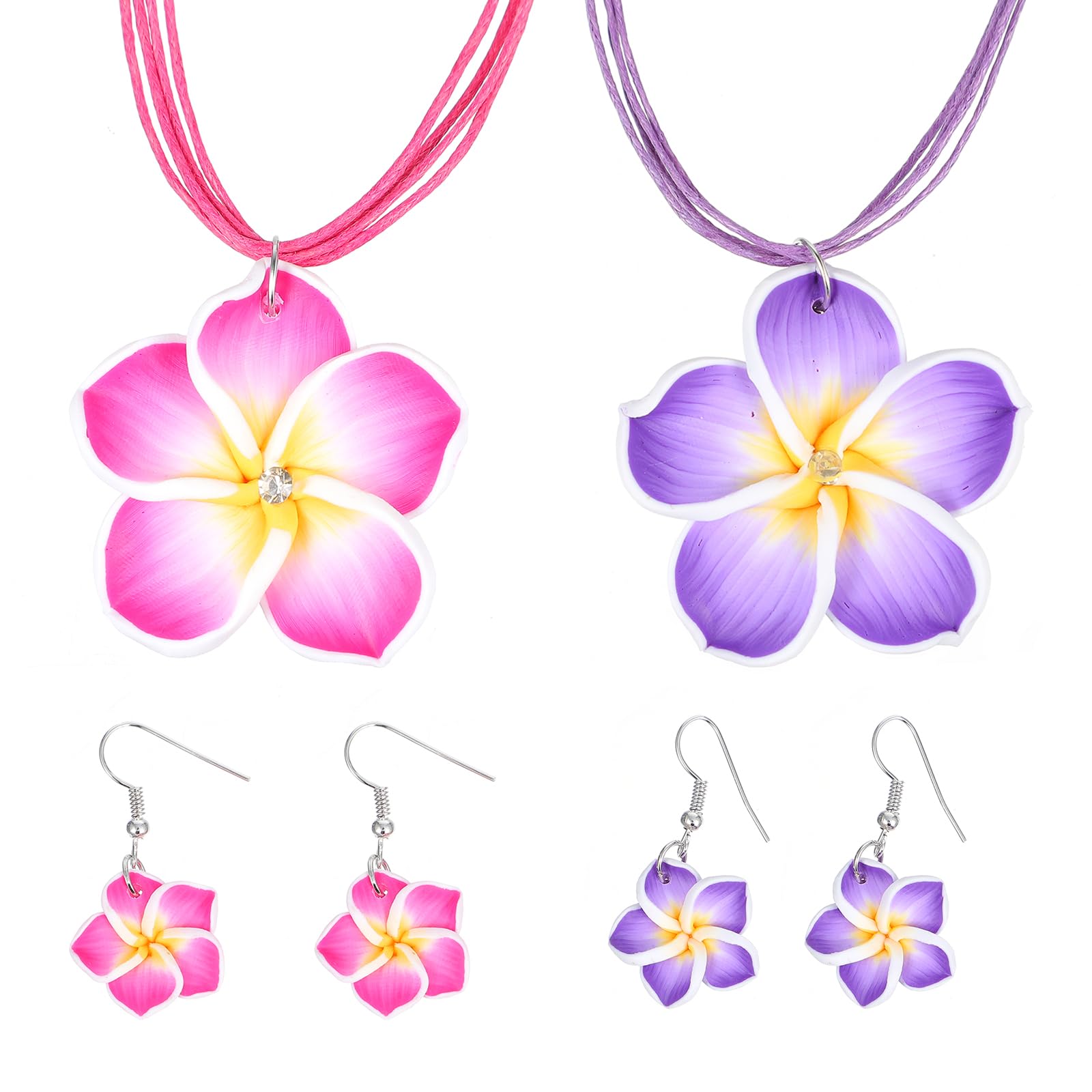 PRETYZOOM Hawaiian Leis 2 Sets Hawaii Theme Jewelry Set Simulation Clay Plumeria Flower Pendant Necklace Earrings Set Summer Beach Party Costume Accessory for Women Girls Hawaiian Accessories (B0946X4C1T) Amazon Price History, Amazon Price Tracker