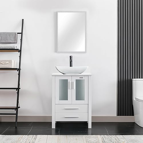 Miniatura 128 de eclife - Lavabo de baño de 24.0 pulgadas con encimera, gabineta de estilo contemporáneo Turquesa Cuadro
