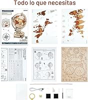 Vista 6 de ROKR Rompecabezas de madera 3D para adultos, globo iluminado con soporte, 180 piezas de rompecabezas 3D, kit de modelo LED integrado, regalos