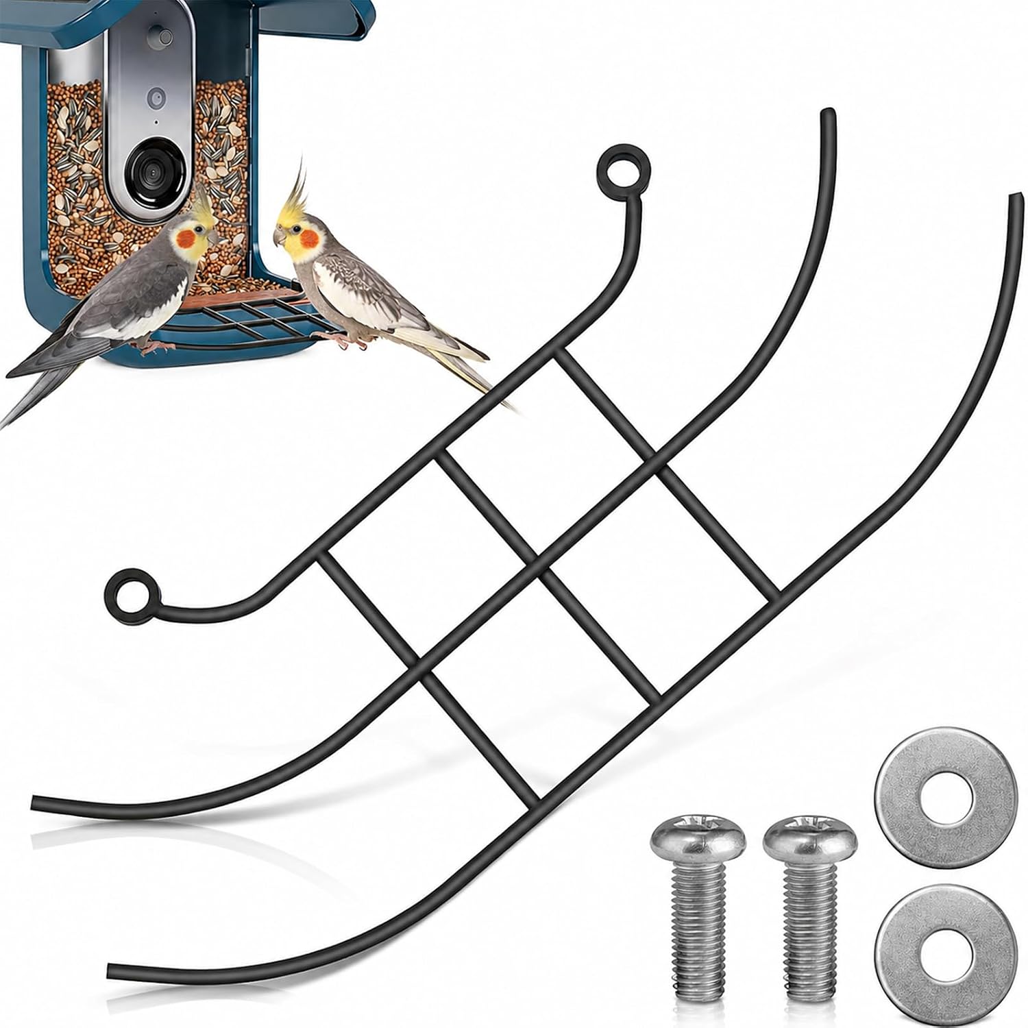 Metal Perch Extender for Smart Bird Feeder,Durable BirdBuddy Add-on Accessory in Metal, Custom-Fit Extended Perch with Screws and Washers,Enhanced Birdwatching & Photography，Black
