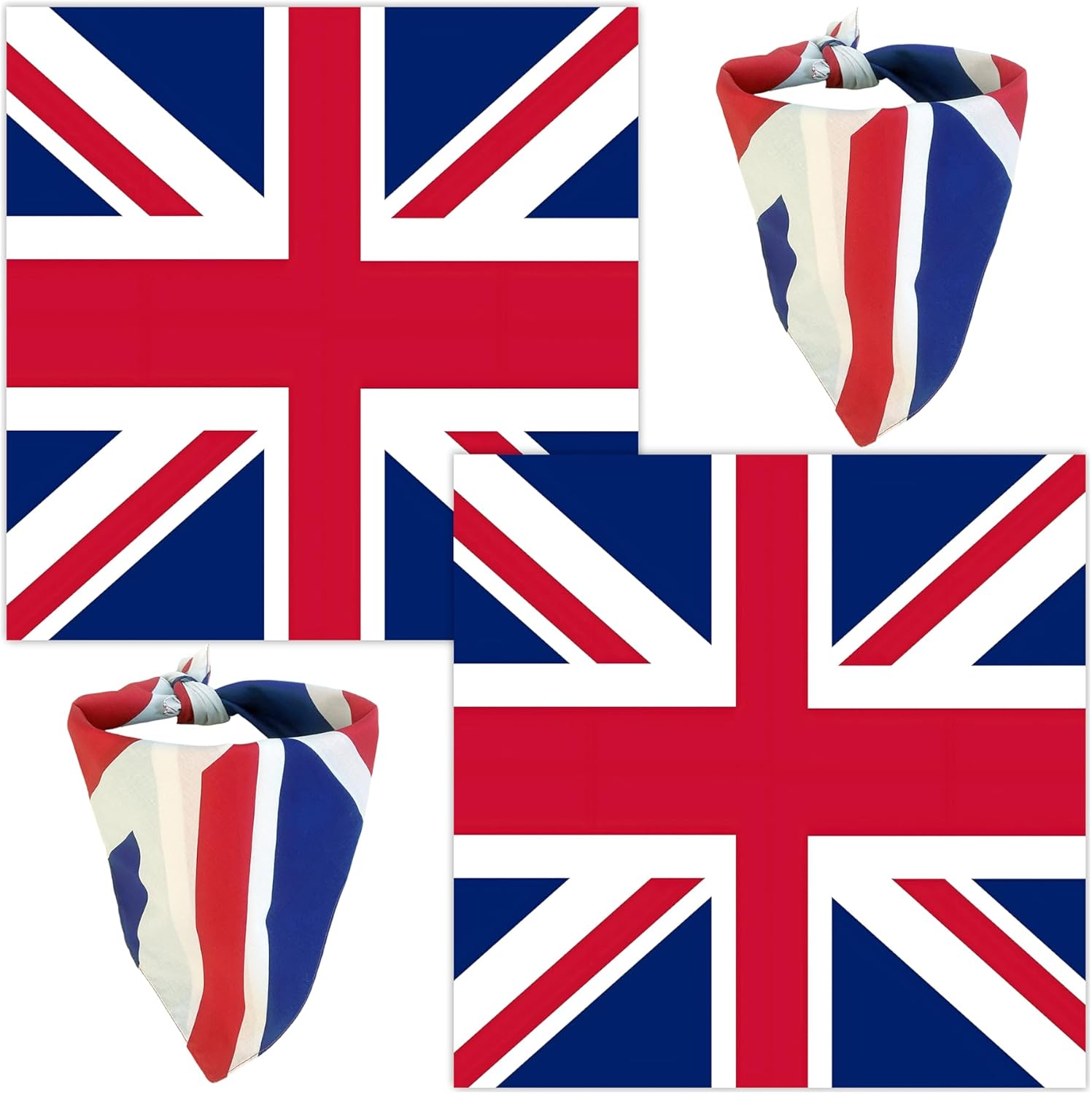 WEITBF 2 Pack United Kingdom UK British Flag Bandana Union Jack Scarf Bandanas Headband - 100% Cotton, 22 x 22 inch