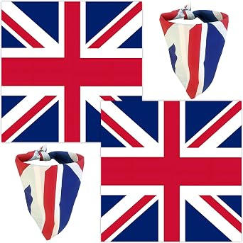 WEITBF 2 Pack United Kingdom UK British Flag Bandana Union Jack Scarf Bandanas Headband - 100% Cotton, 22 x 22 inch