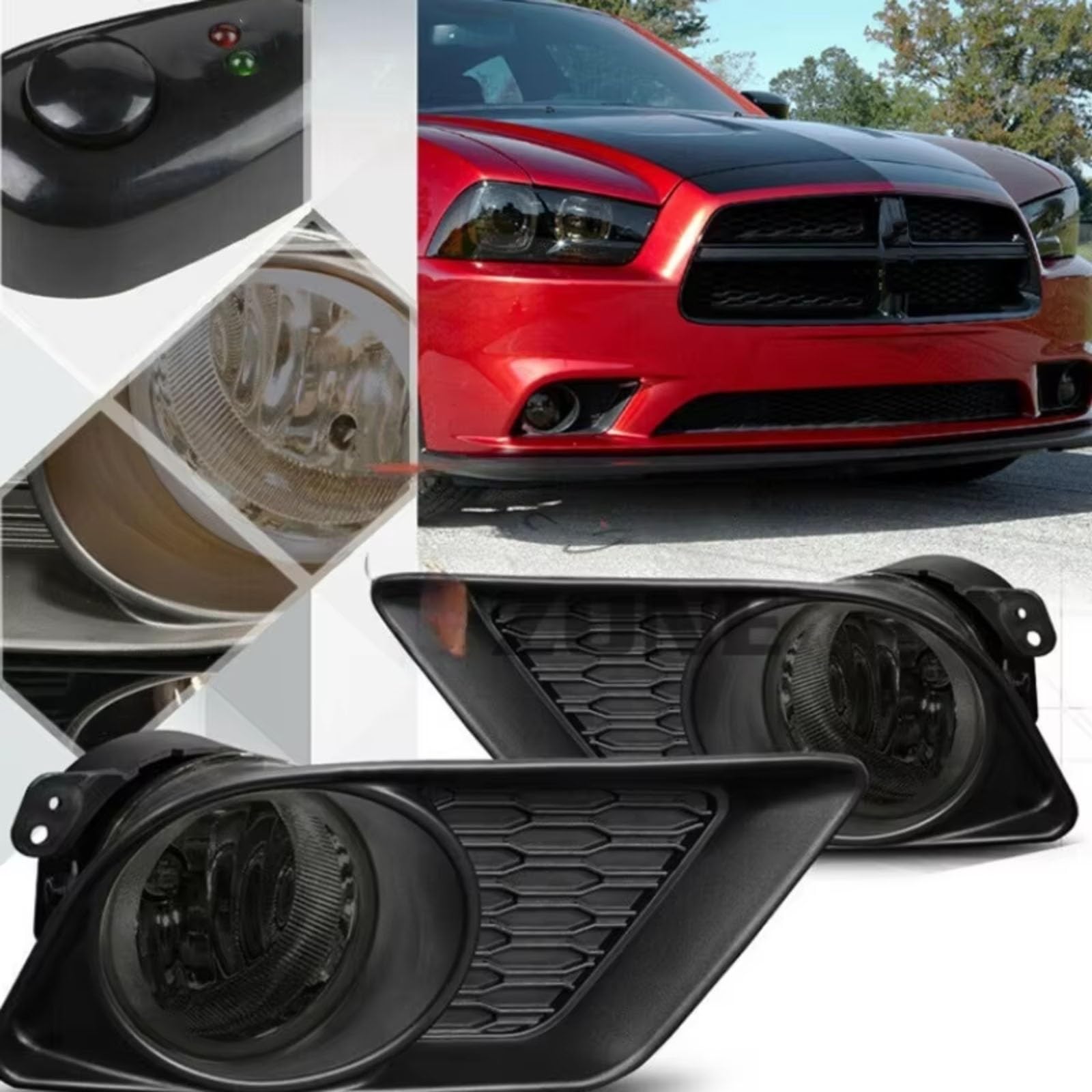 Gruppo ottico Compatibile Con Dodge Per Charger 2011 2012 2013 2014 Lampadine Fendinebbia Di Illuminazione Automobilistico Fendinebbia Fendinebbia Alogeni Posteriori Lampada Di Coda