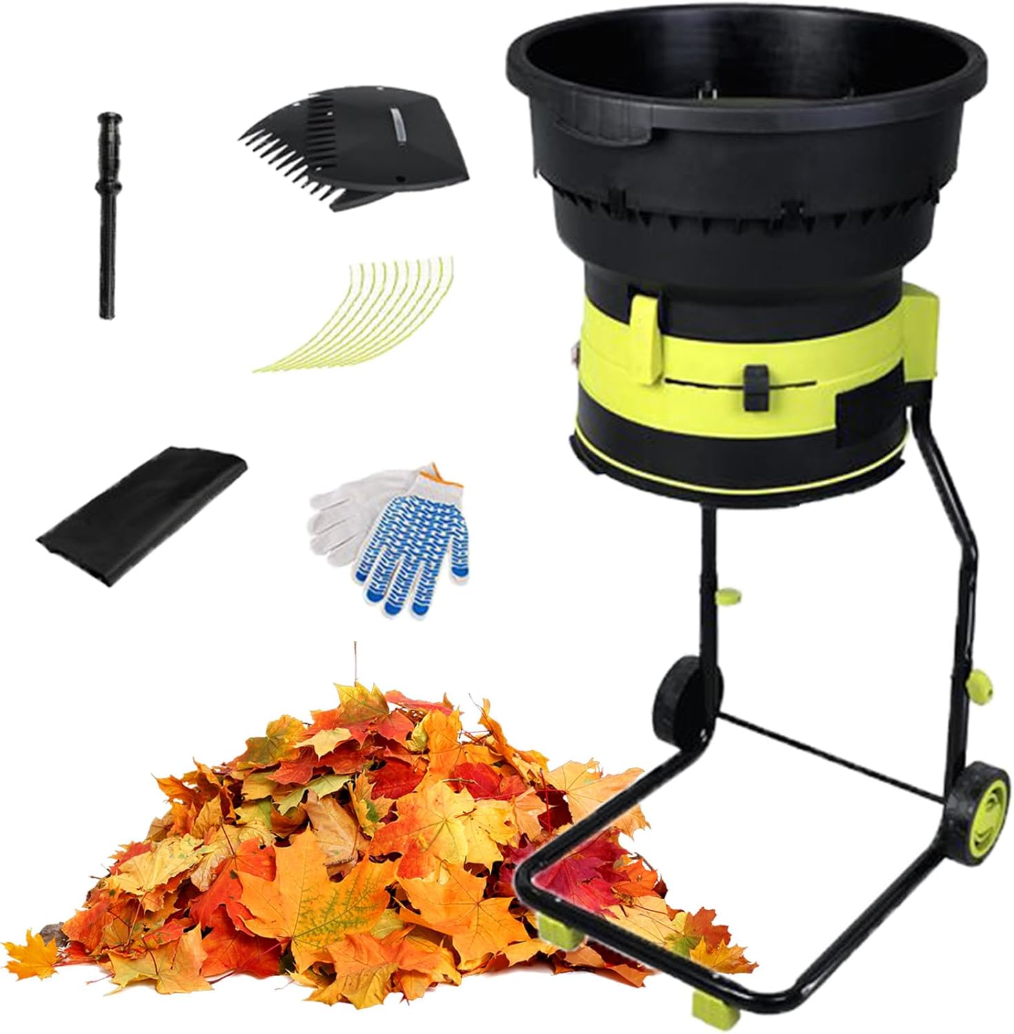 Electric Leaf Mulcher/Shredder, Wood Chipper Shredder 17:1 Reduction Ratio, 8,000-RPM, Mulch up to 55-Gallons per Minute, Adjustable Control Dial,50mPowerCord