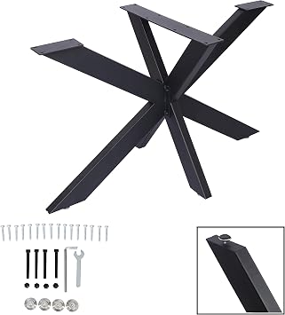 Spider Shaped Steel Table Legs,28" H x 59" W x 30D Metal Dining Table Frame,Heavy Duty Box Section Table Base,Black Country Industrial Style Metal Coffee Desk Legs Dining LegsSpider-Shaped
