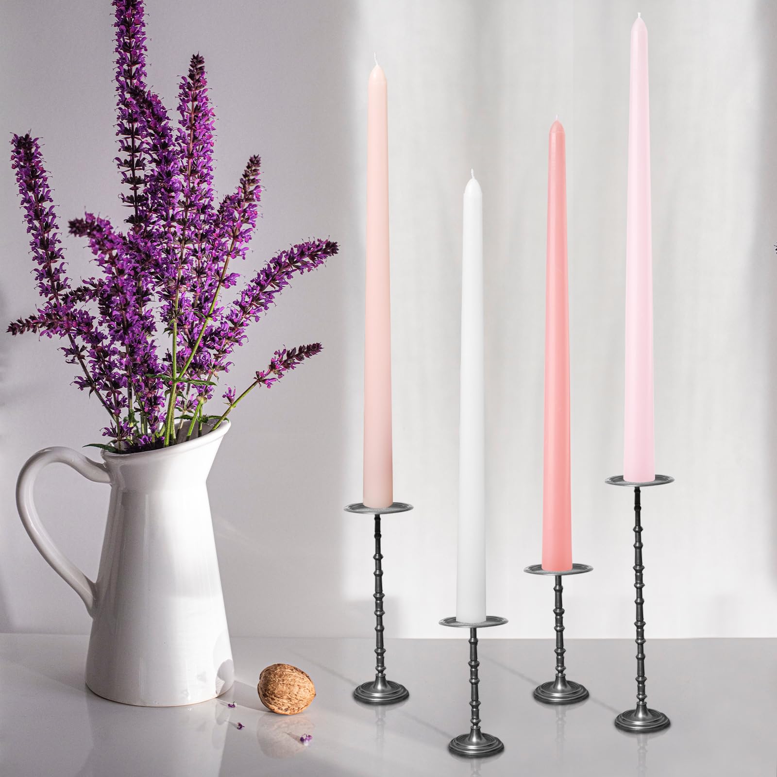Topsics Puntige kaarsen, blauw, spiraalvormig gedraaid, 4 stuks, geurloos, 25,4 cm hoog, bruilofts- en Valentijnsdagdecoratie