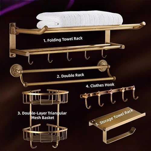 Miniatura 2 de High-End Retro Copper Bathroom Hardware Set  American and European Style Towel Rack Combination Various Designs Available,Set 5b