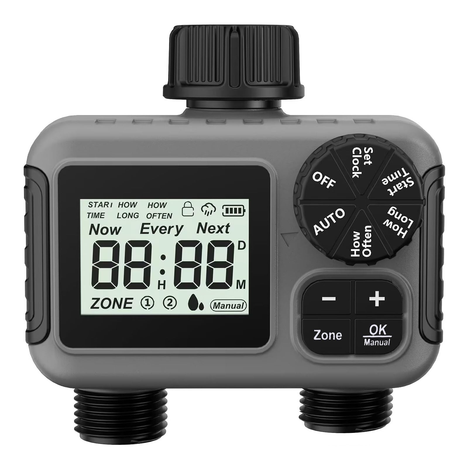 Water Timer Sprinkler Outdoor Use 2 Zone Automatic Watering for Even Plant Watering Gadget Automatic Irrigation Controller