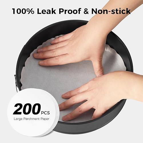Miniatura 2 de HONGBAKE Moldes Springform de 4 pulgadas, mini sartenes para tartas de queso con 200 forros de papel pergamino, mini sartenes antiadherentes para