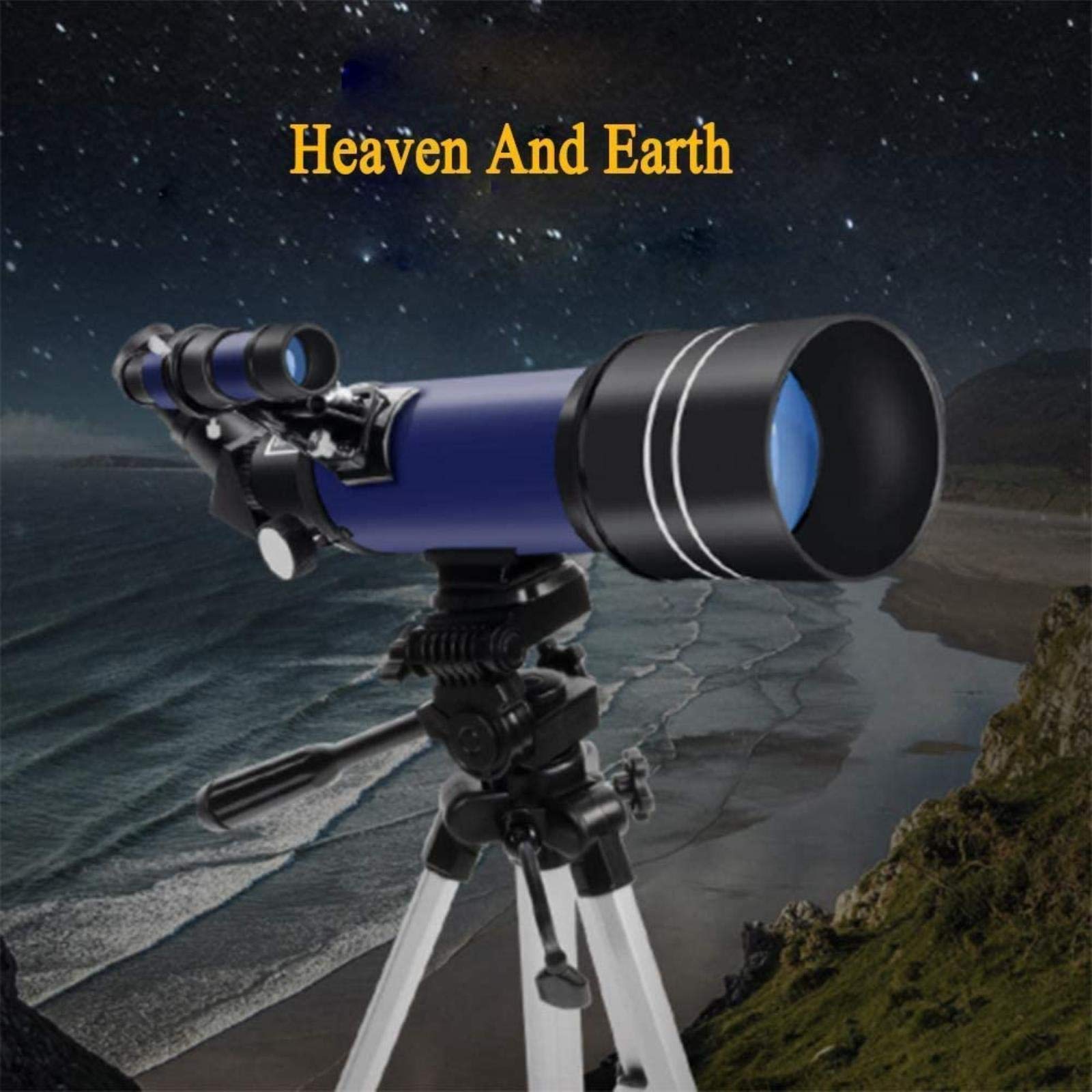 Telescopio portátil Alta Potencia, binoculares, Lente óptica Vidrio Recubierto HD 70 mm, trípode para Principiantes, Viajes al Aire Libre, Color Blanco para Interiores y Exteriores.