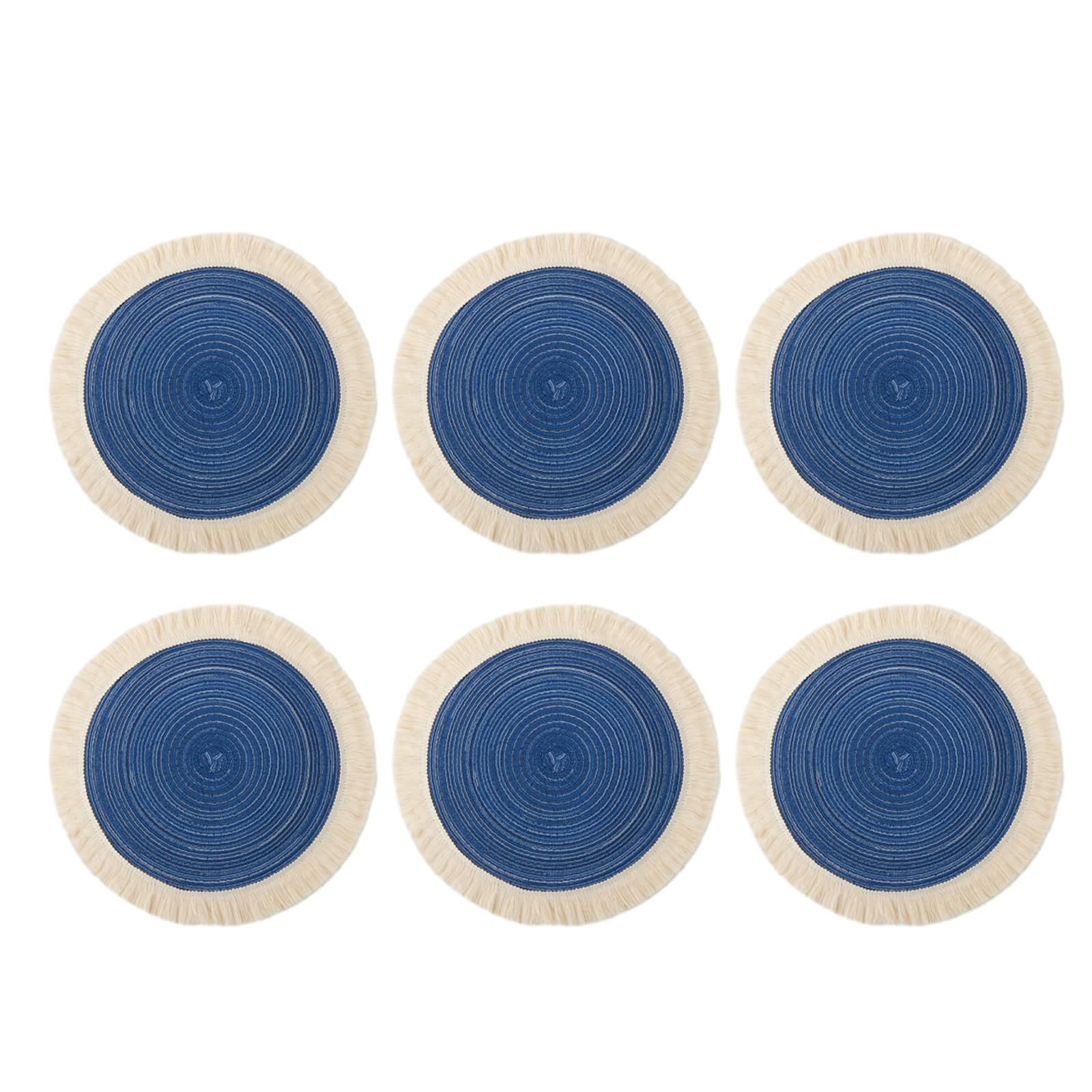 Nucelit 6Pcs Round Tassels Placemats Heat Resistance Table Mat Dining Table Mat Placemats for Kitchens Party Dining Heat Resistance
