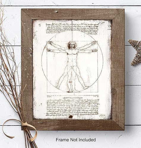 Miniatura 7 de Leonardo Da Vinci Vitruvian Man Poster - 8x10 Farmhouse Wall Art Print - Rustic Wall Decor - Anatomical Gift for Dr, Doctor Office, Nurse, Medical