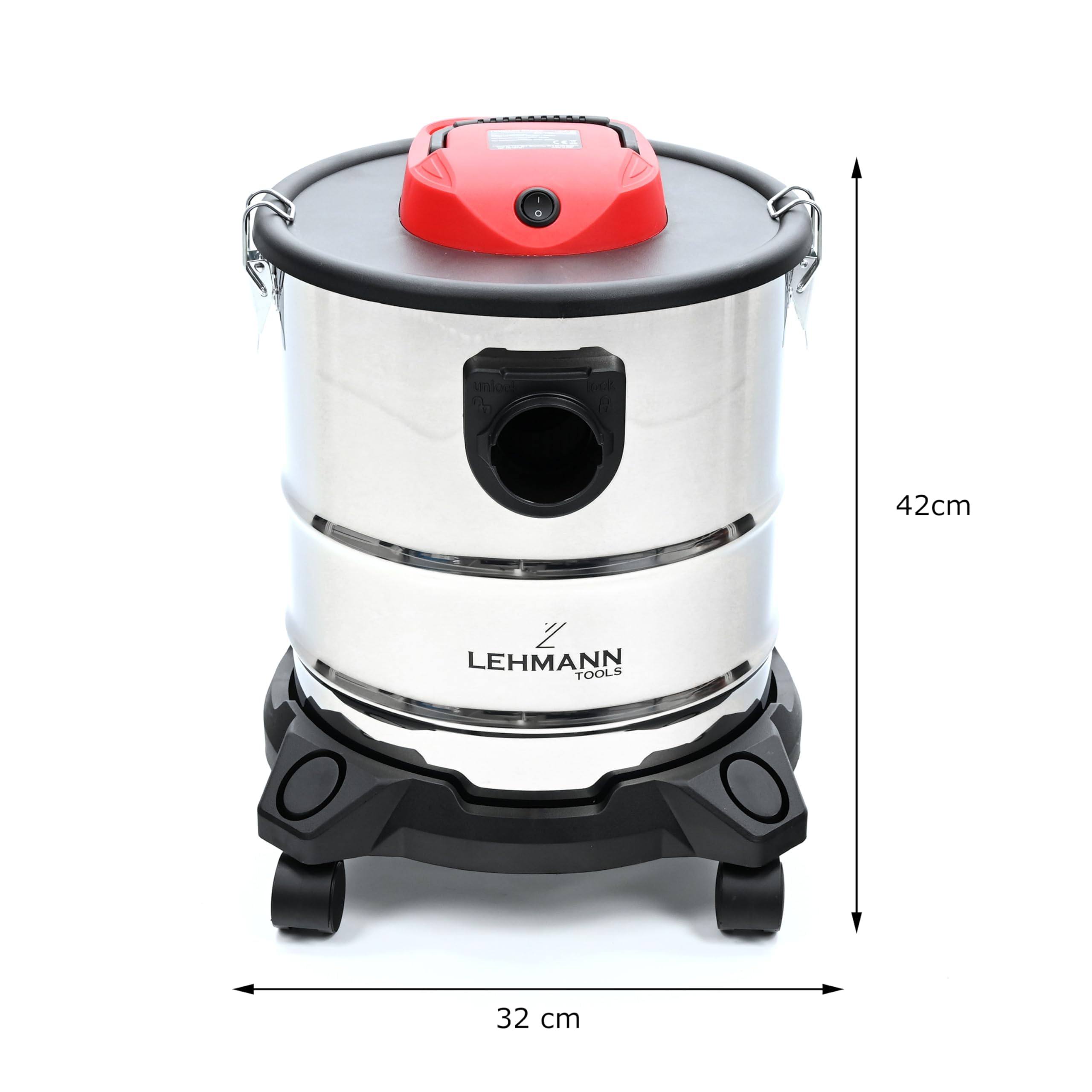 LEHMANN Haddo Industriestaubsauger 2000W Aschesauger Doppelfilteranlage Nass Trockensauger 20L Edelstahltank