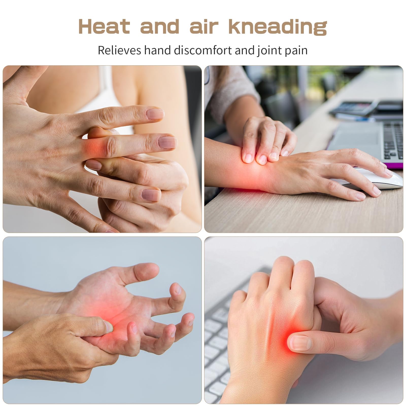 Masajeador Manos Hand Massager Dedos Calor Compresión Aliviar Síndrome Túnel Carpiano Versión Actualizada