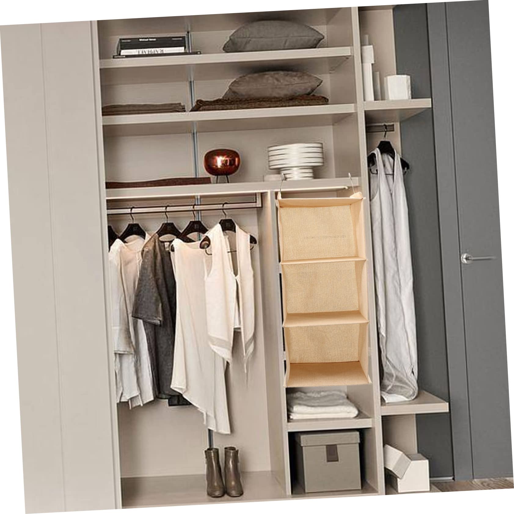 Hängender Schrank-Organizer Aus Leinennetz Mehrschichtiger Organizer Faltbar Für Kleiderschrank-aufbewahrung