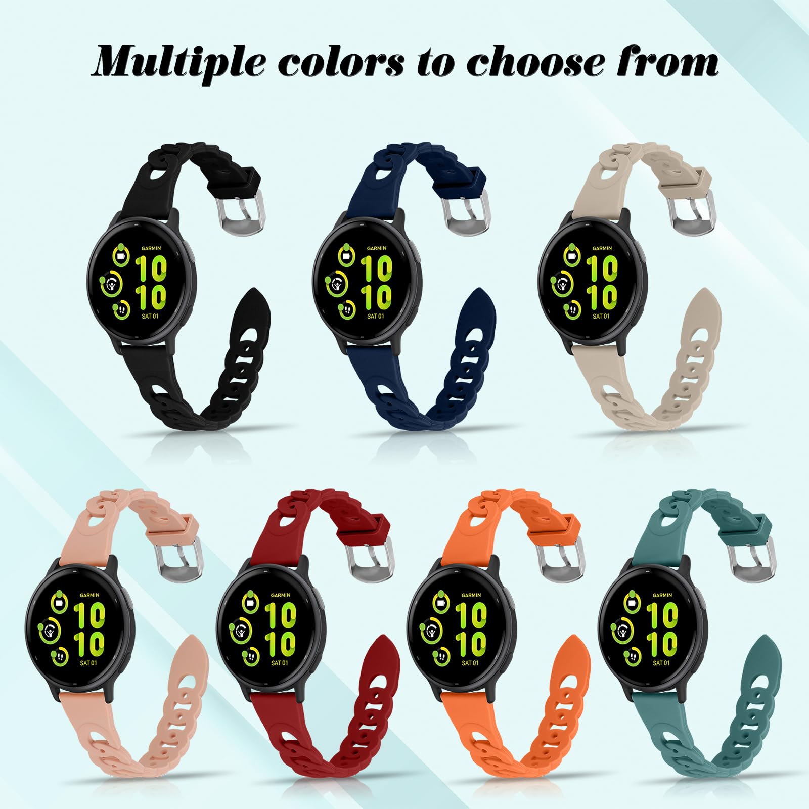 RosMank 20mm Silikon Armband Für Garmin Forerunner, Vivoactive & Mehr – Austauschbares Uhrband, Weich & Atmungsaktiv