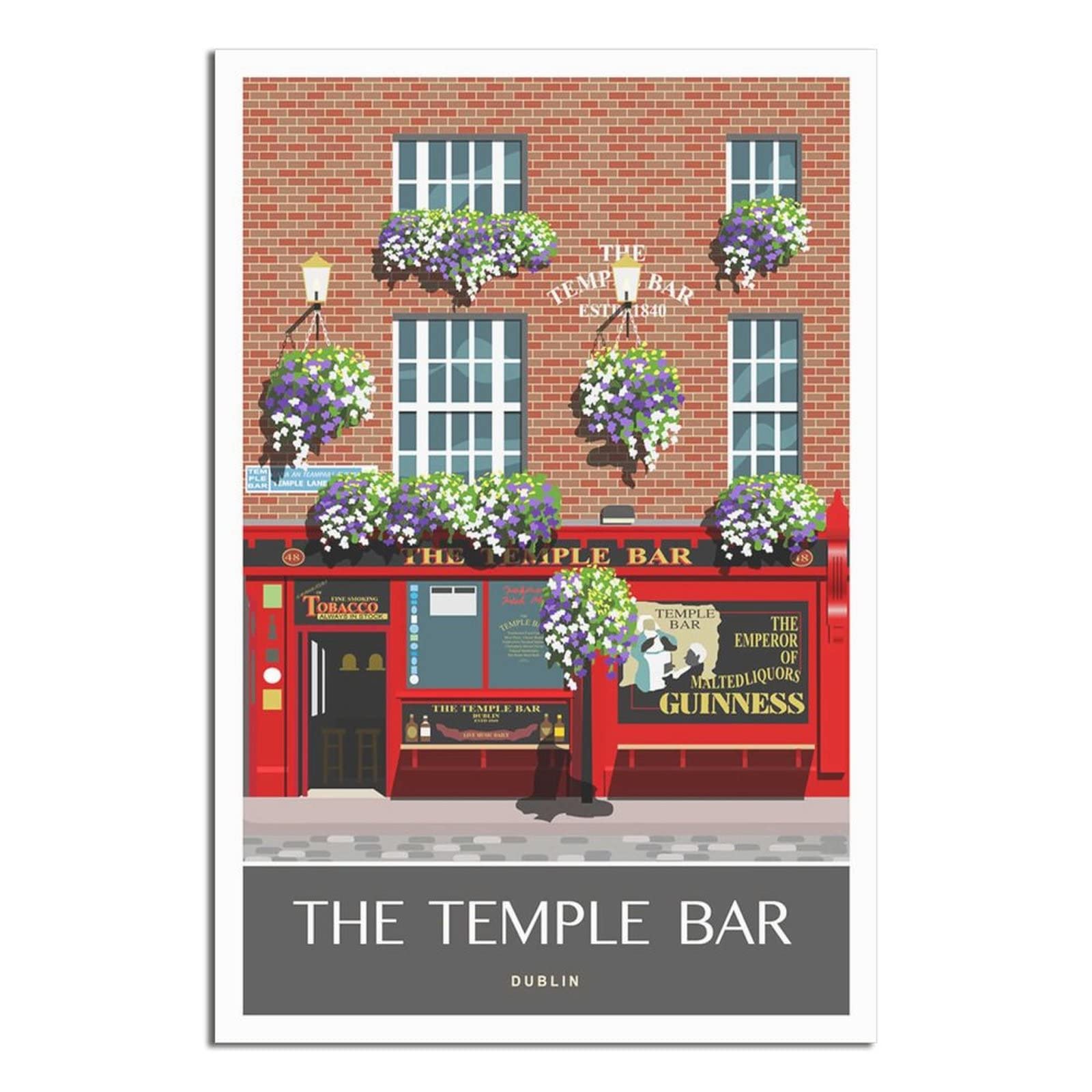 Uejd Unframe-Style Vintage Temple Bar Dublin Ireland Travel Poster Decorative Posters Modern Bedroom Canvas Art Poster Picture Painting Posters Wall Decor Art Gift