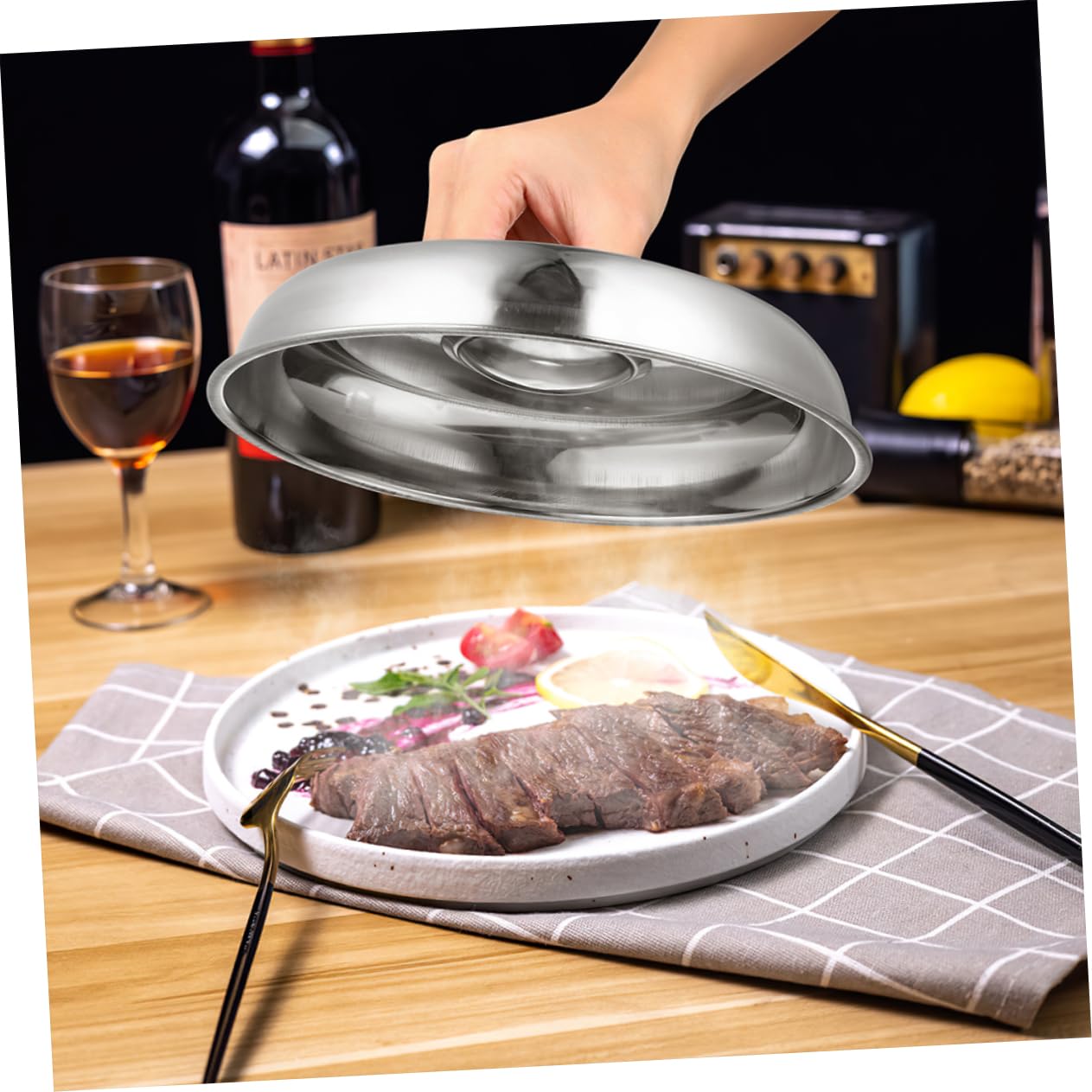 LIFKOME Couvercle Alimentaire INOX 20 Cm Argenté Ant Éclaboussures