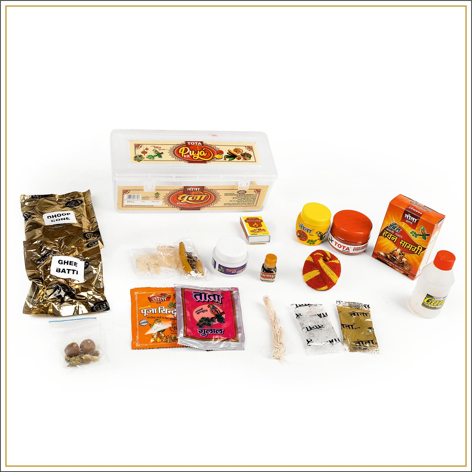 Tota Complete Puja Samagri Kit | All 21 Pooja Items Including Kumkum, Kalava, Havan Samagri, Ghee Batti and All Other Items | Pooja ki Thali-image-15
