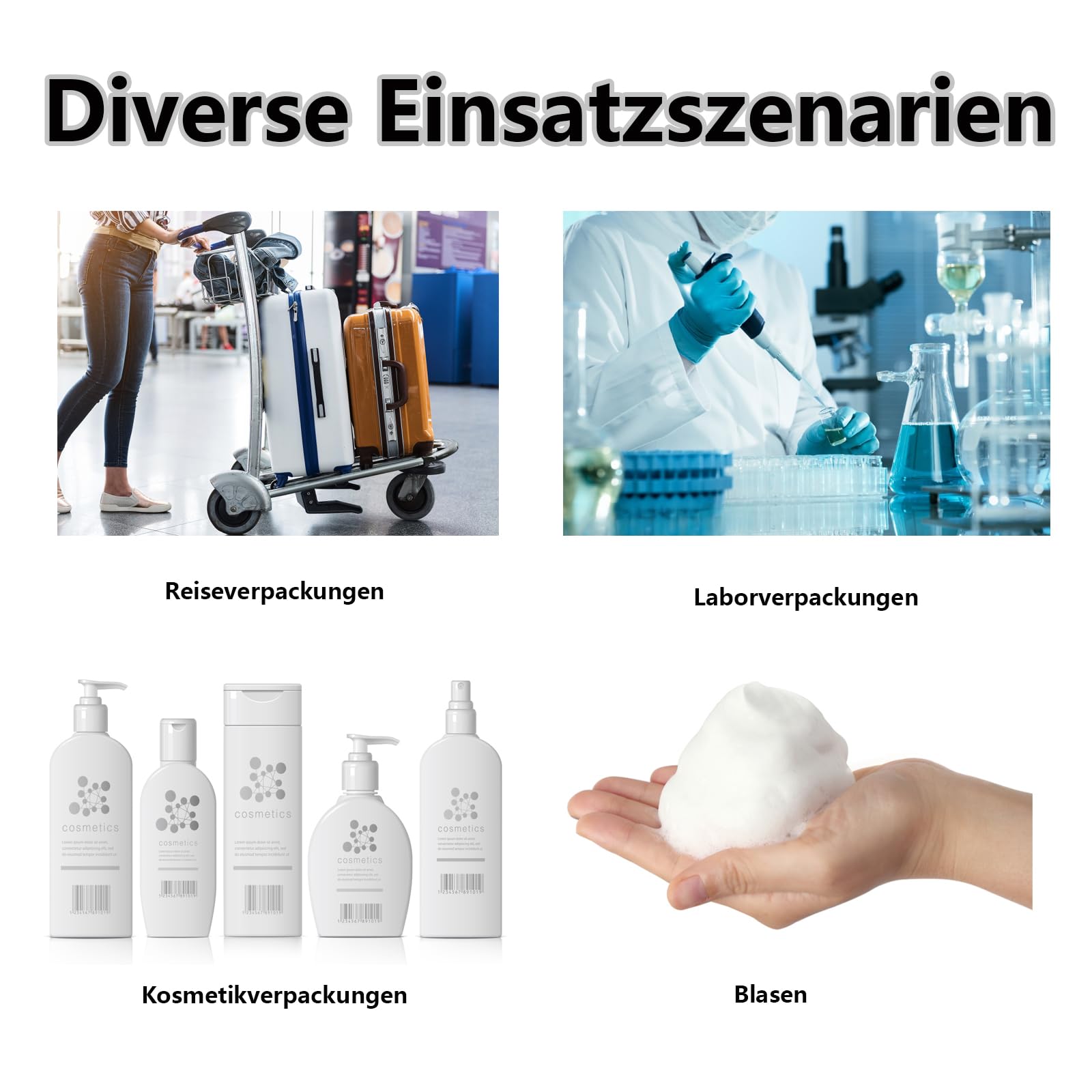 Urknall Schaumpumpen-Flaschen Set – 4x 50 Ml, Perfekt Für Reise & Alltag – Für Shampoo, Seife & Mehr