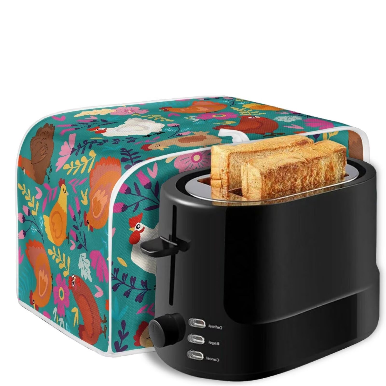 JXDXHCW Peacock Feather Toaster Cover - Dustproof 4-Slice Toaster Cover, Oxford Cloth, 12.4x10.6x8.3 Inches