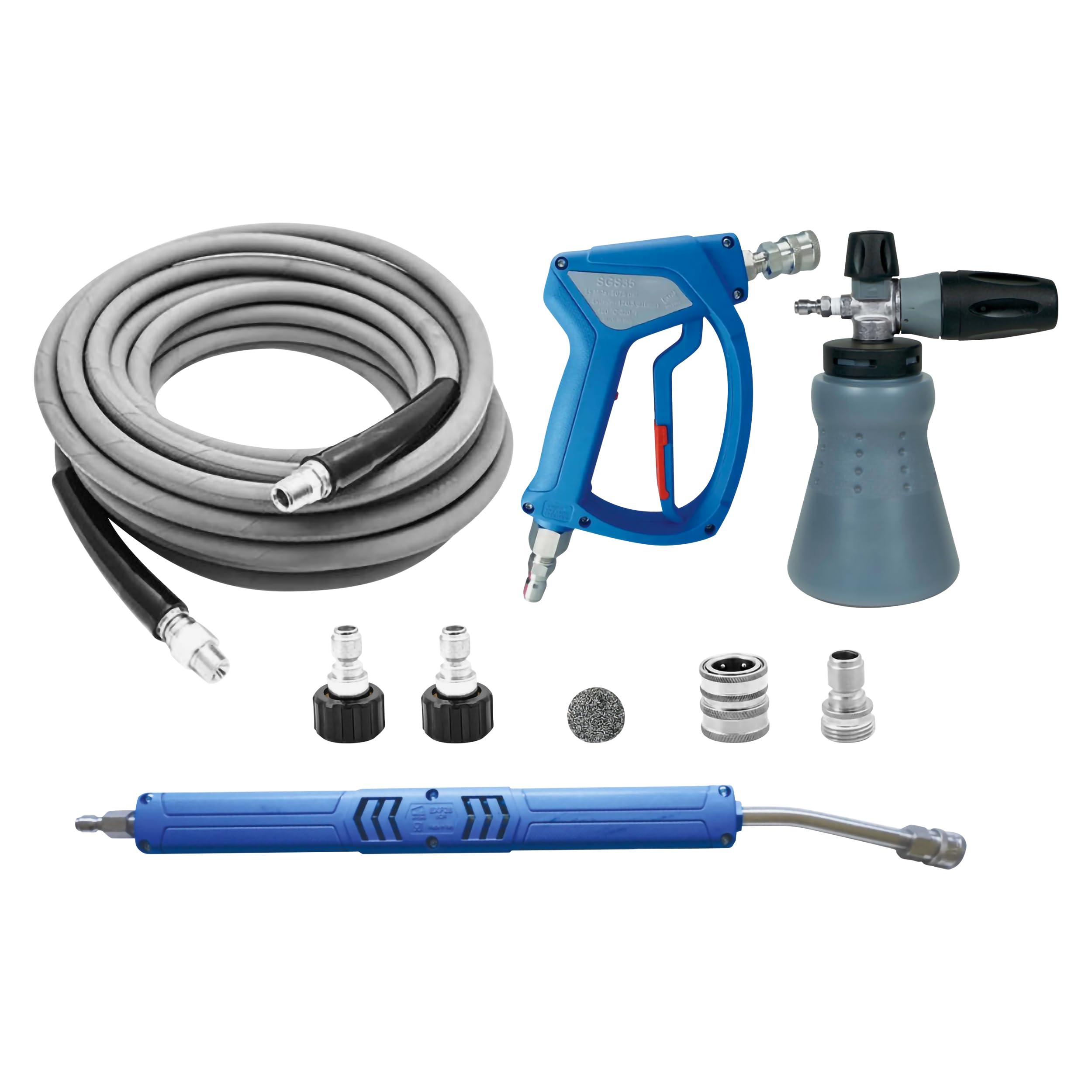 Mtm Hydro Gray Acqua Shine Car Detailing Kit Pf22.2 Foam Cannon, Swivel Pressure Washer Car Wash Sprayer Gun, Foam Lance, 50’ Non-Marking Pressure Washer Hose, And Stainless Steel Fittings