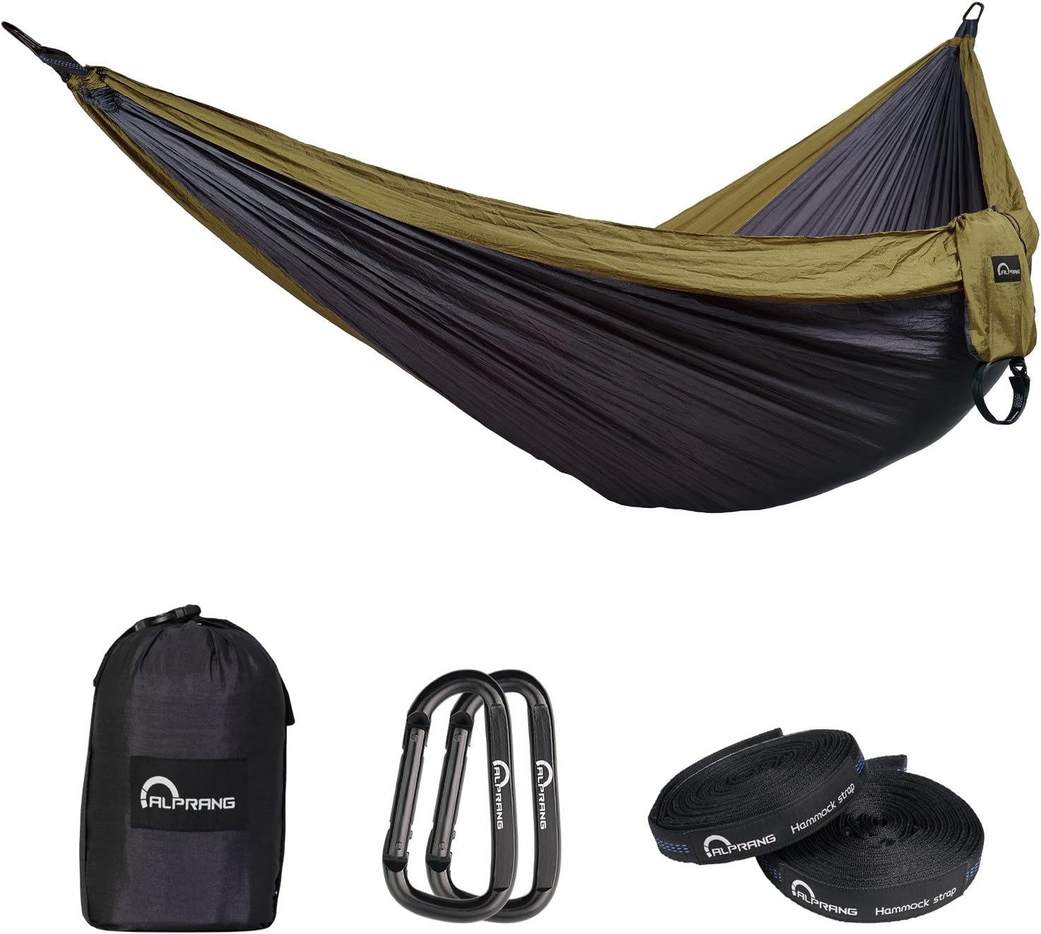 Inflatable Camping Hammock,Double Hammock with Two Tree Hanging Straps, Portable Nylon for Backpacking Travel (Dark Gray/Camel)