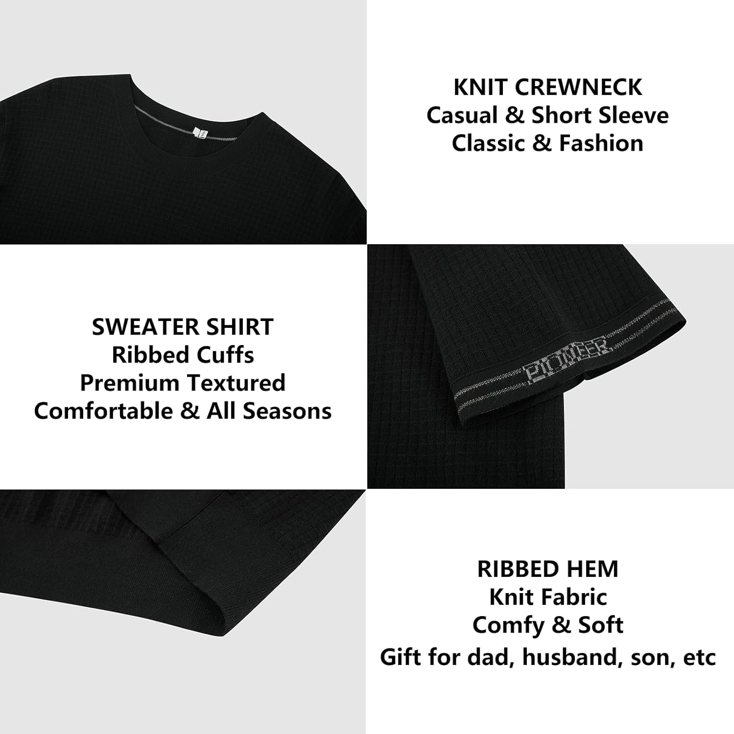 VPG Mens Knit Short Sleeve T-Shirts Casual Crewneck Sweater Pullover Tees - Image 6