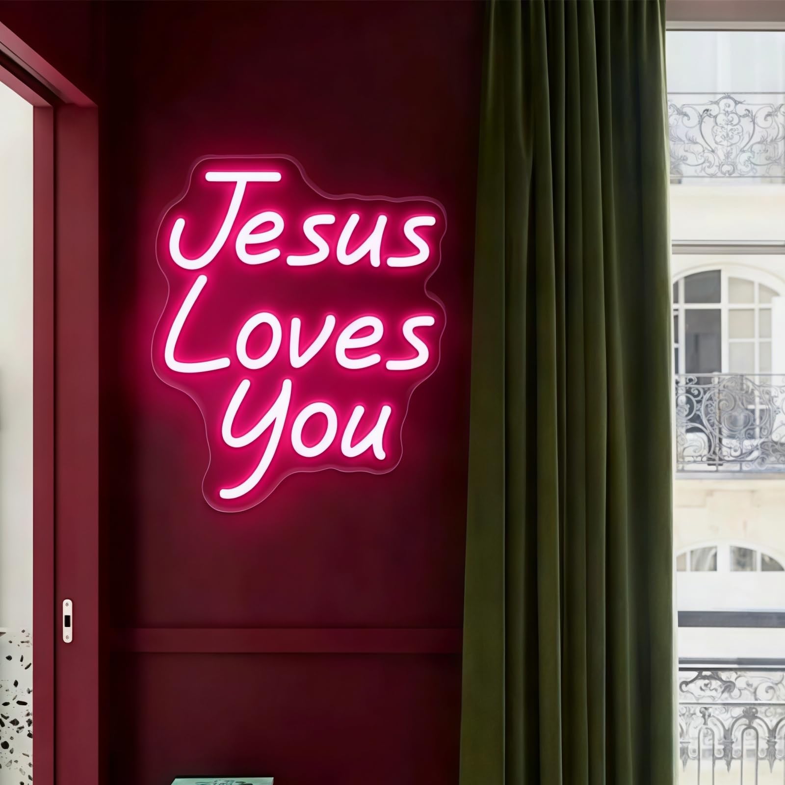Jesus Loves You neonowy szyld LED, religijna dekoracja ścienna, chrześcijańska tabliczka świecąca do pokoju modlitewnego, kościoła, sypialni
