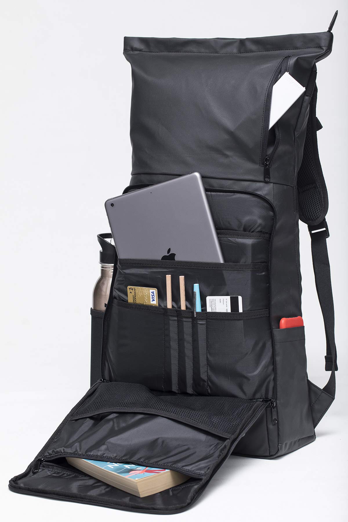 Sac à Dos Urbain City Bag Original [CBO] De Buds-Sports Pour Ordinateur Portable 15" - Volume Ajustable - Travail et Sport 15/25L - Fixation Exclusive Porte-Bagages Vélo (Noir)