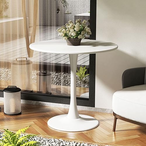 Miniatura 7 de Mesa redonda blanca de 31.5 pulgadas, mesa de comedor moderna de tulipán, mesa de centro de mediados de siglo para sala de estar Blanco,Negro