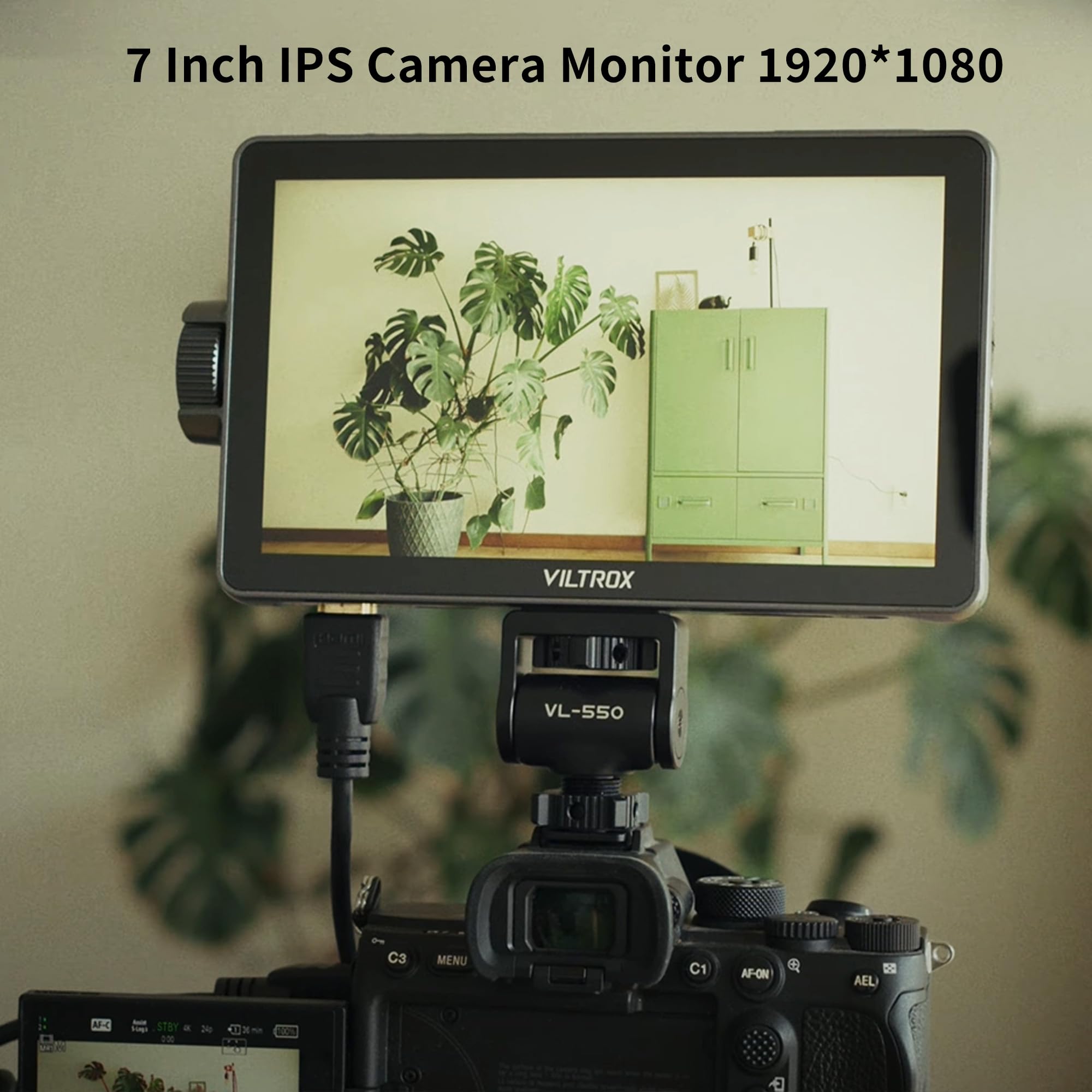 VILTROX DC-A1 2800nit Video Field Monitor, 7 inch Touchscreen Kamera Field Monitor mit Lüfter, 1920x1080, 4K HDMI in/Out, 170° Weitwinkel