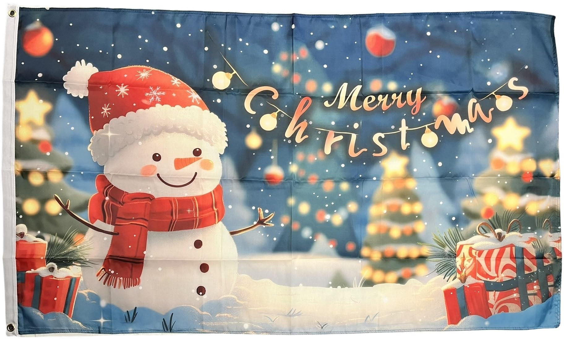 NWFlags Merry Christmas Snowman Blue Flag 5ft x 3ft 75d Premium Polyester Suitable For Flagpoles, Multicolor