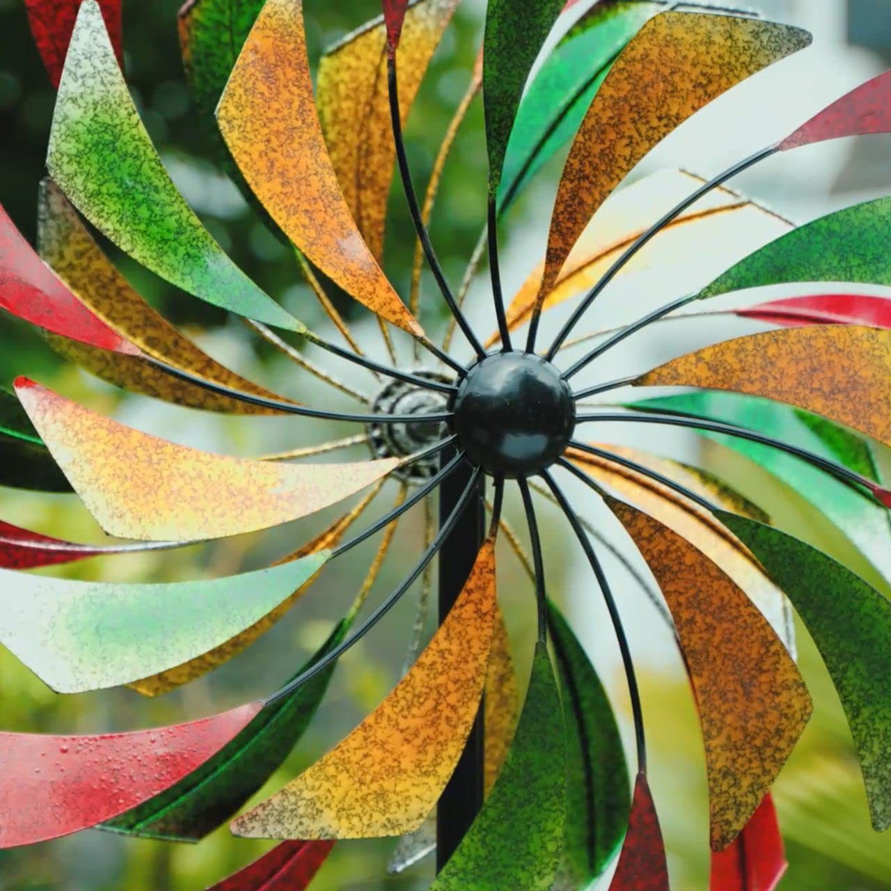 CIM Metalowy wiatrak XL – Kinetic Spinner 60 cm – wiosło – wymiary: Ø 60 cm wysokość całkowita: 195 cm – odporna na warunki atmosferyczne – malowana proszkowo – wyjątkowa dekoracja ogrodowa