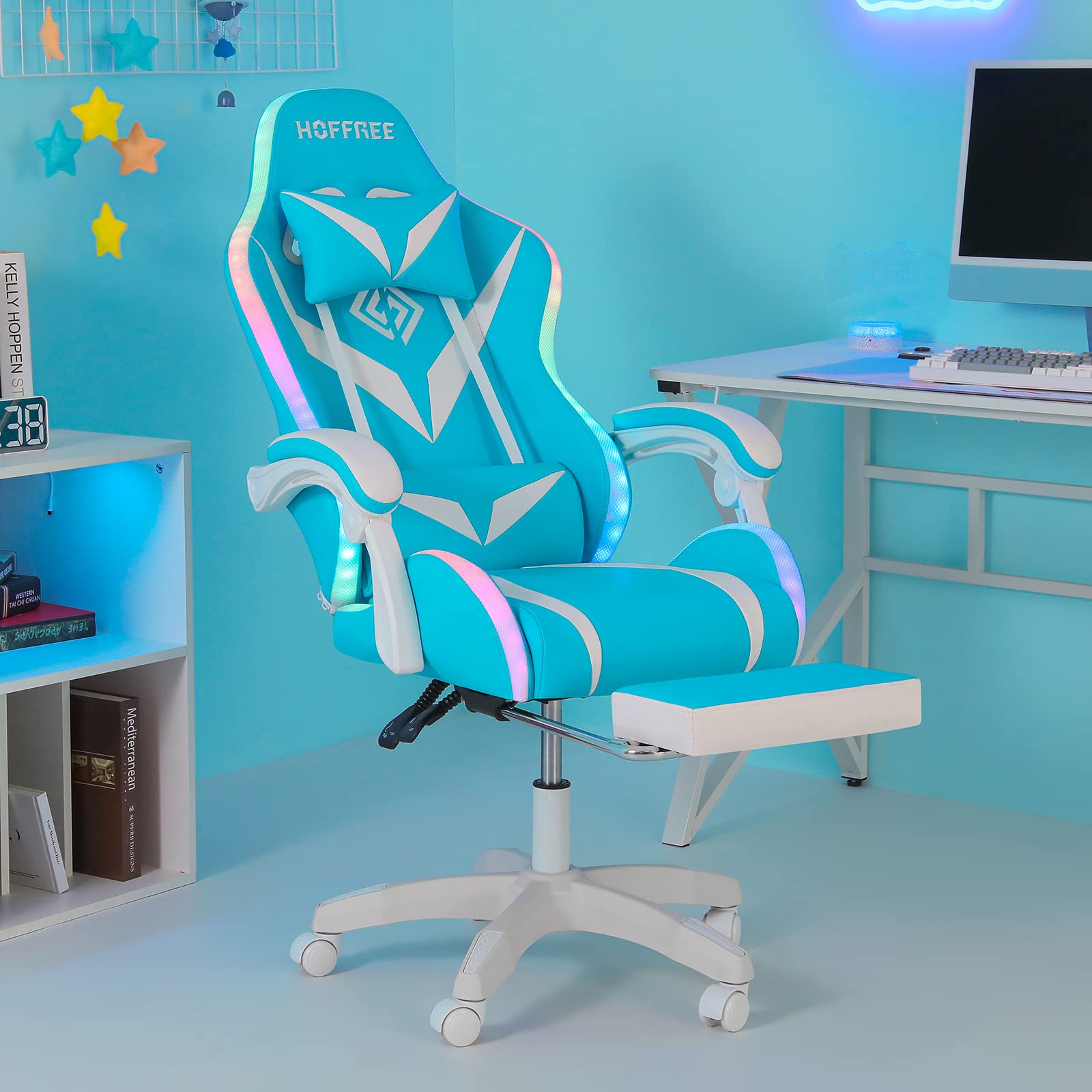 Gaming Chair with LED RGB Lights and Massage Ergonomic Computer Chair