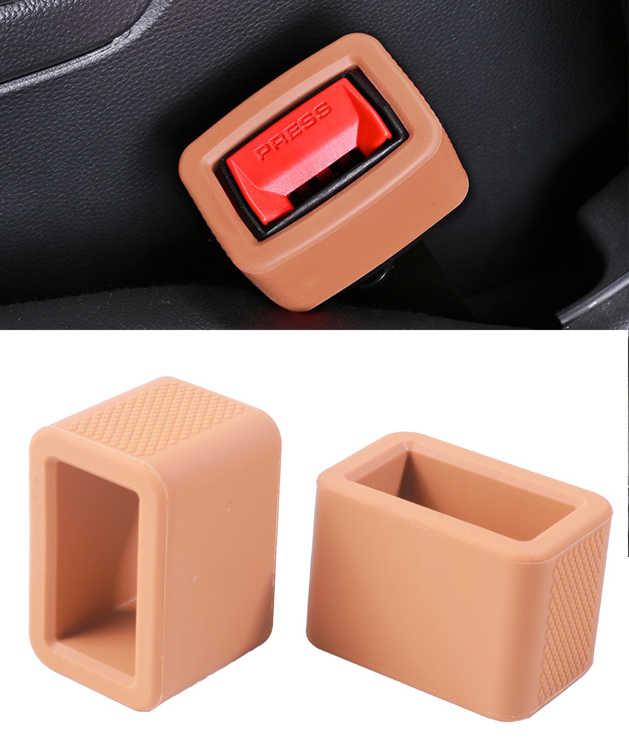 Xibao Auto-Sicherheitsgurthalter,Sicherheitsgurt Halterung Silikon Anschnallhilfe,Auto Gurtschloss Halterung,Geeignet für die meisten Auto-Sicherheitsgurt Schnallen (Kaffee)