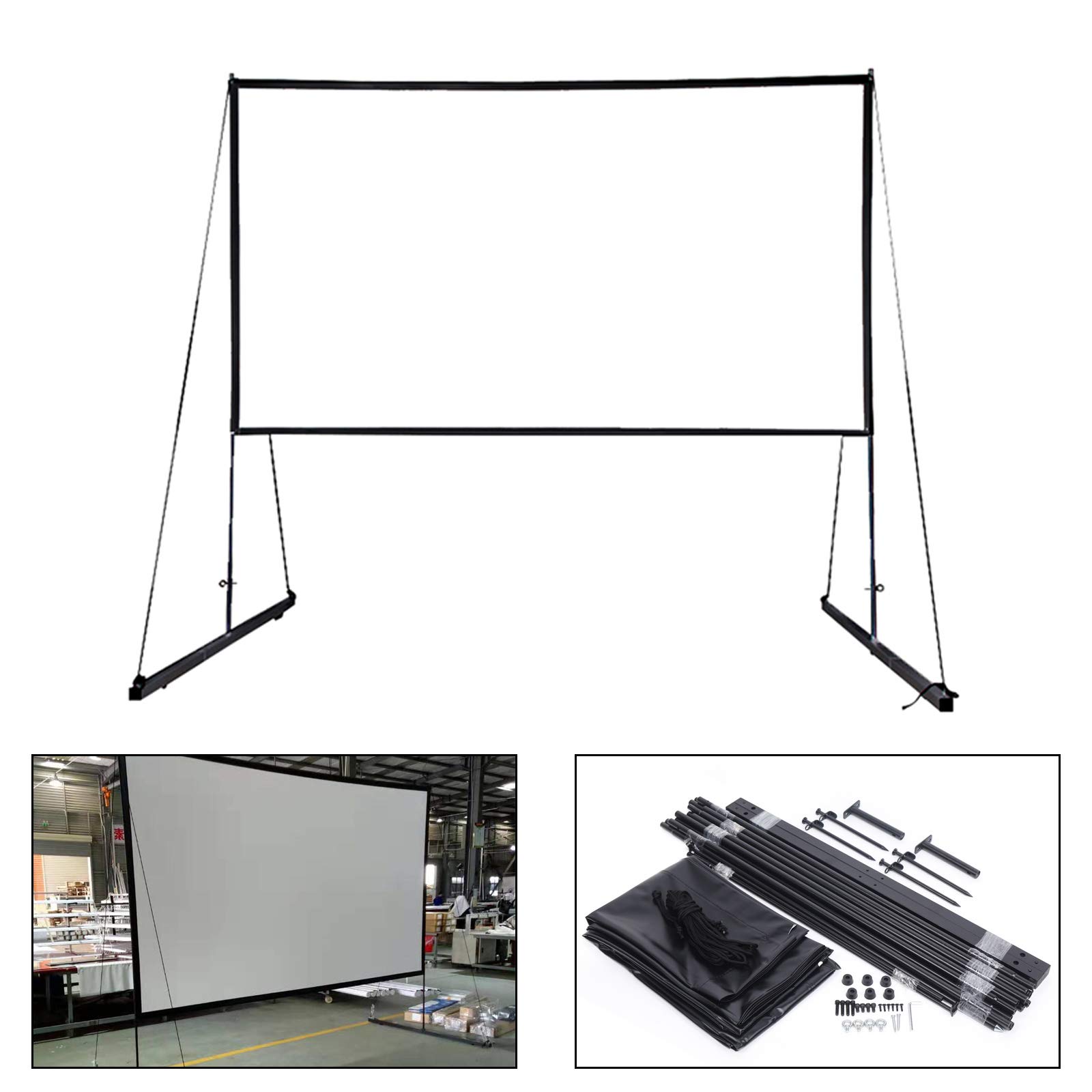 Écran de projection de 150 pouces avec stries 4K-HD, écran enroulable portable sur trépied avec sac de rangement, 16:9 pour cinéma maison, banquet de mariage, etc
