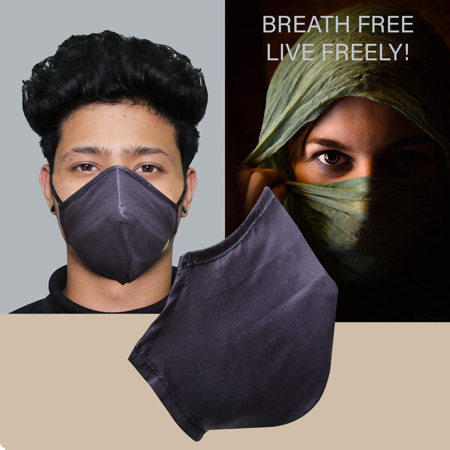 ORILEY ORSM07 Smiley Washable & Reusable Face Mask with 2 Replacement Filter & Adjustable Headloop Elastic Breathable Protective Mouth Cover (5 Pcs) 2